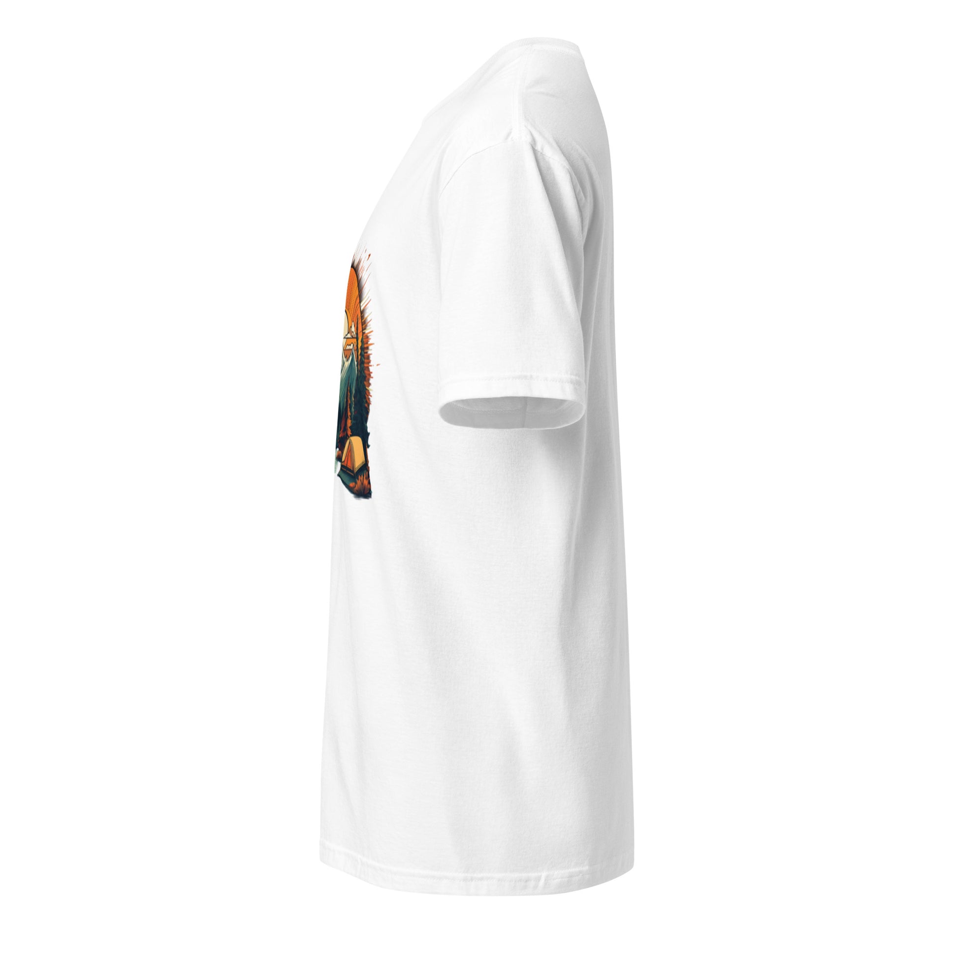 Golden Sunset Camping Escape – Adventure - Short-Sleeve Unisex T-Shirt - Graphic Tee - White - Left side