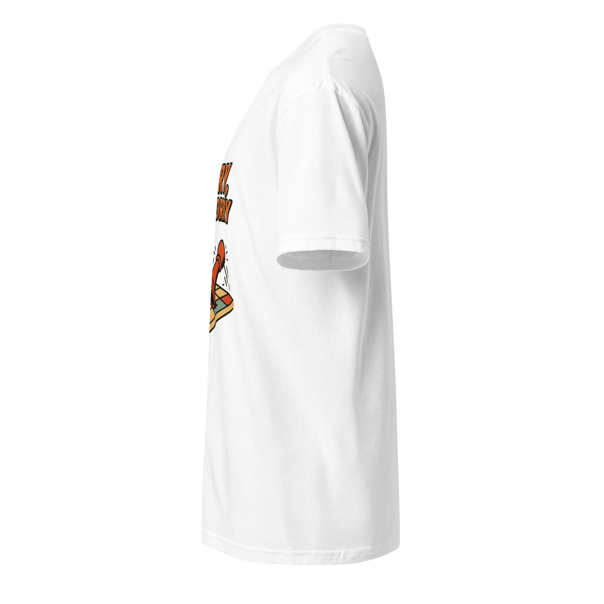 Sorry Not Sorry – Bold Attitude - Short-Sleeve Unisex T-Shirt - Graphic Tee - White - Left side