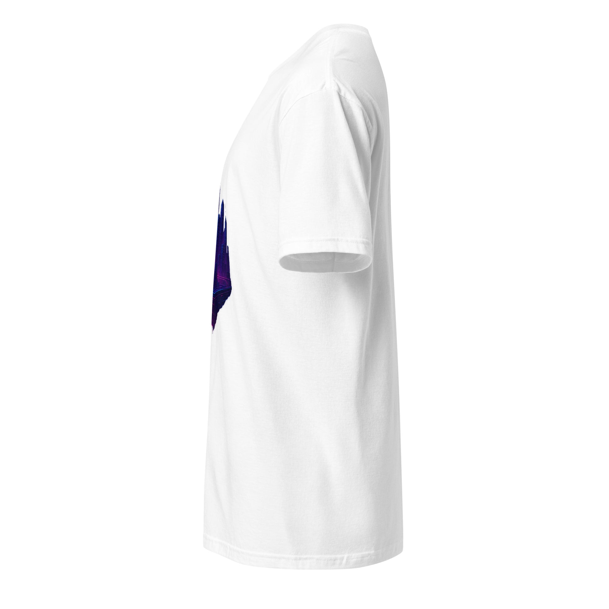 Quantum City – Neon Dreams Beyond Time - Short-Sleeve Unisex T-Shirt - Graphic Tee - White - Left side