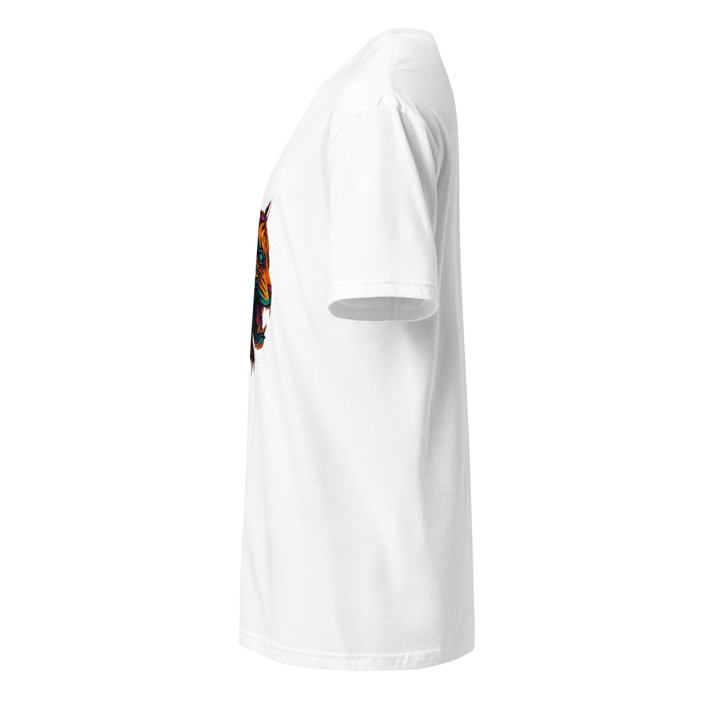 Cyber Tiger – Neon Predator - Short-Sleeve Unisex T-Shirt - Graphic Tee - White - Left side