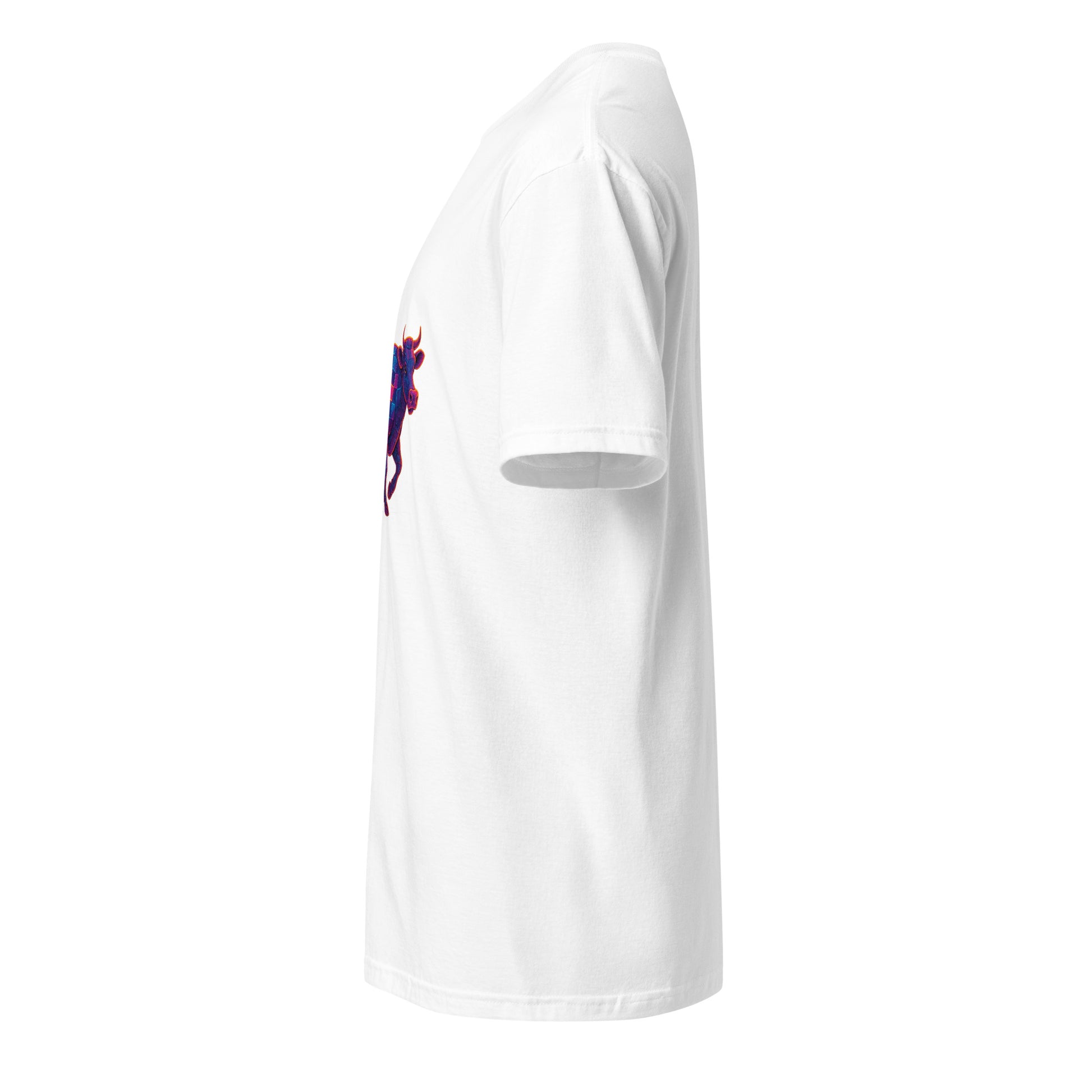 Cyber Cow – Futuristic Neon Bovine - Short-Sleeve Unisex T-Shirt - Graphic Tee - White - Left side