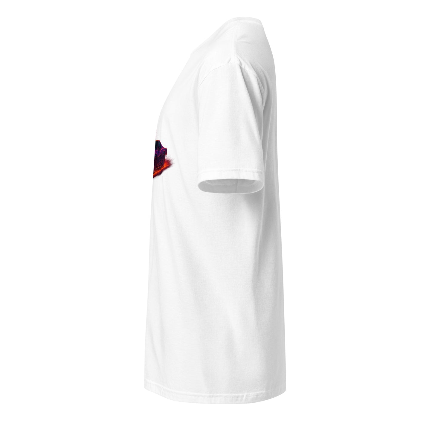 Synthwave Supercar – Race Into The Neon Future - Short-Sleeve Unisex T-Shirt - Graphic Tee - White - Left side