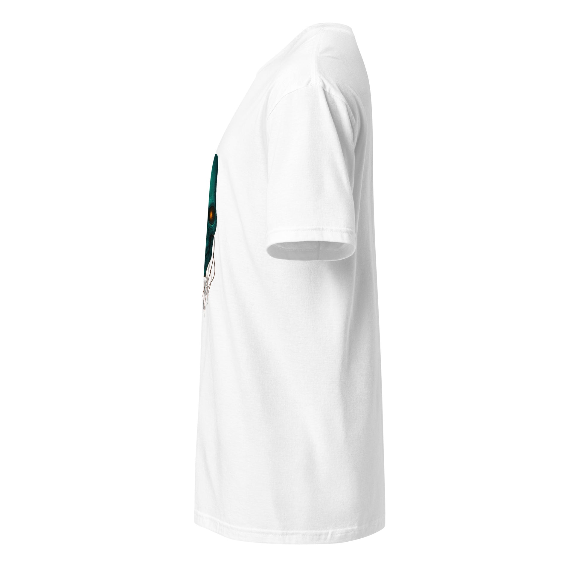 Astral Hacker Skull – Circuit Fractured - Short-Sleeve Unisex T-Shirt - Graphic Tee - White - Left side