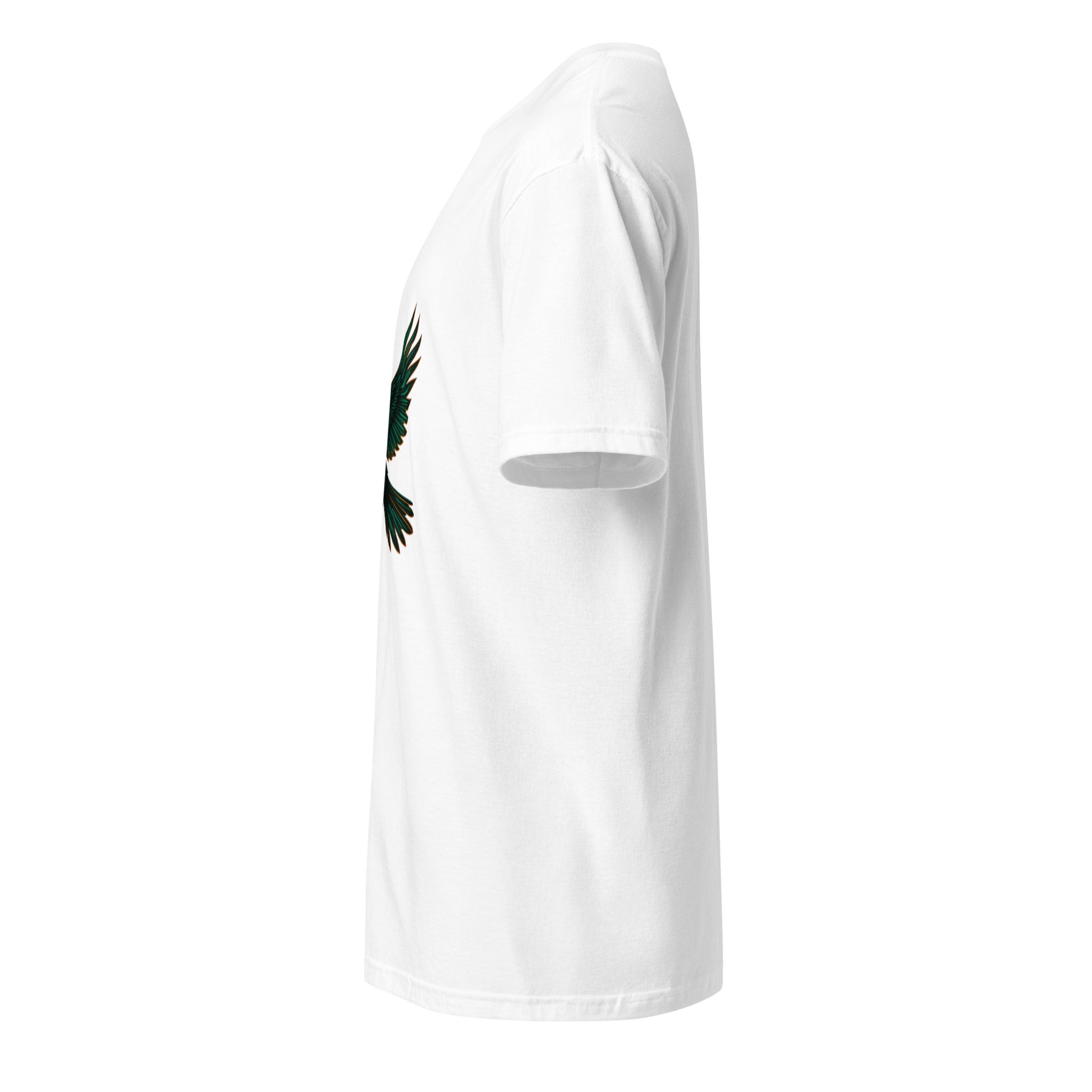 Cyberpunk Raven – Neon Flight - Short-Sleeve Unisex T-Shirt - Graphic Tee - White - Left side