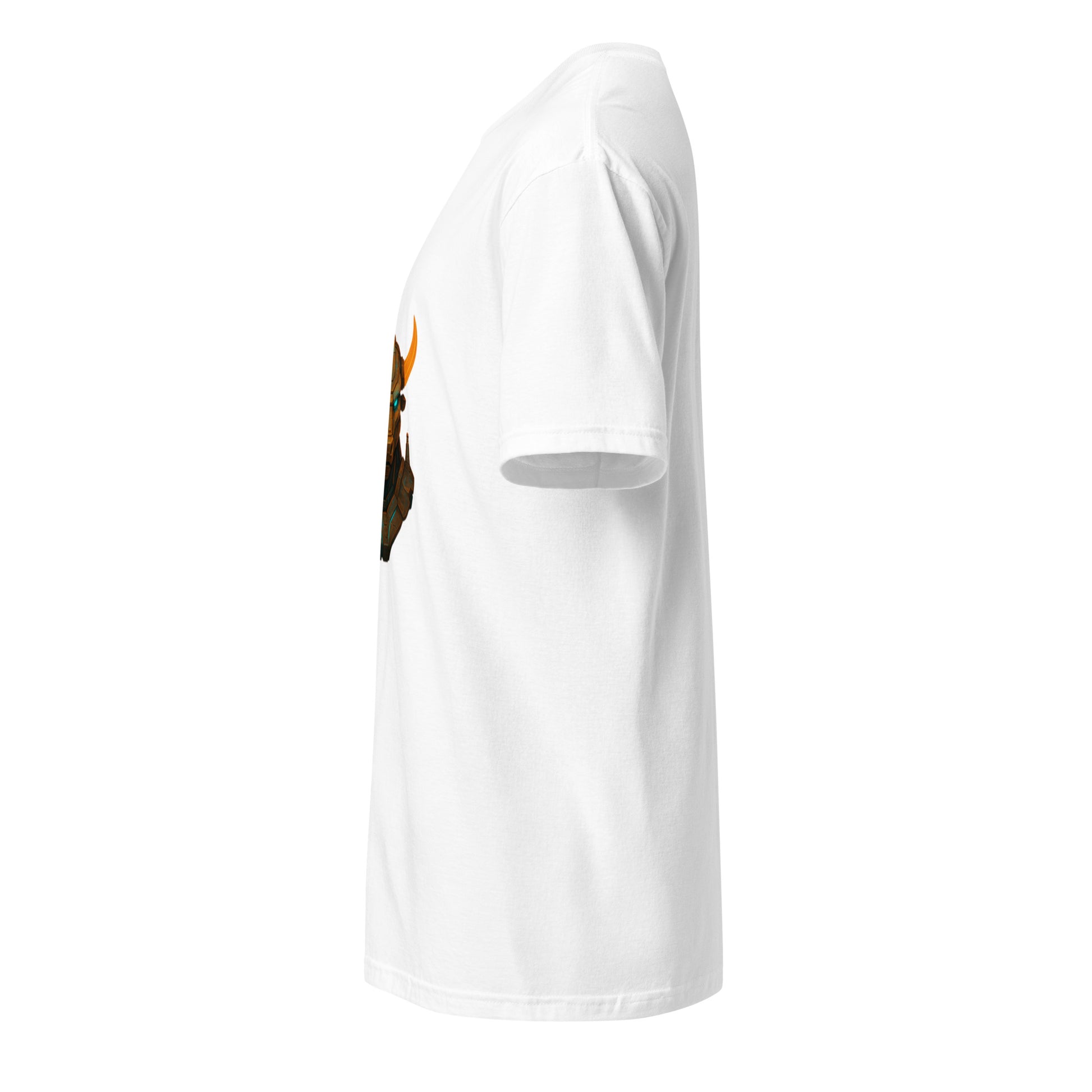Techno Minotaur – Cyber Beast - Short-Sleeve Unisex T-Shirt - Graphic Tee - White - Left side