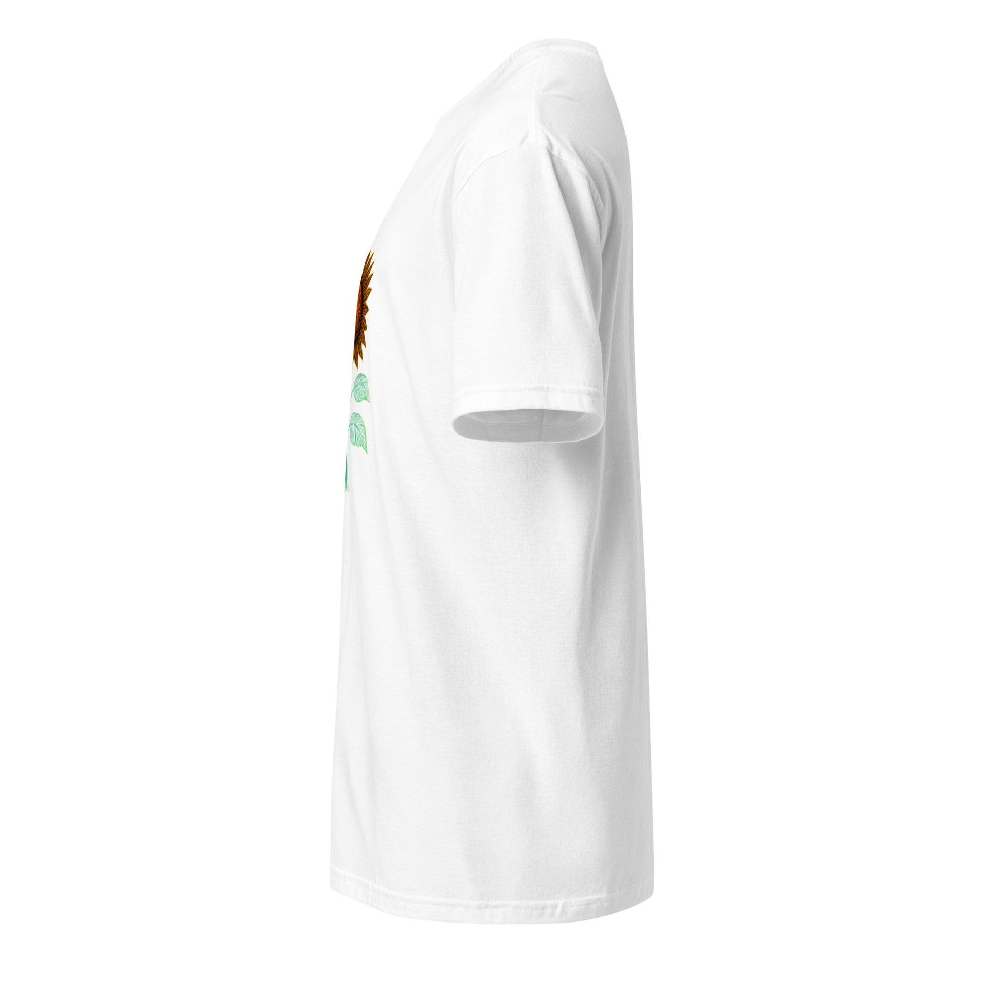 Circuitry Sunflower – Neon Tech Bloom - Short-Sleeve Unisex T-Shirt - Graphic Tee - White - Left side