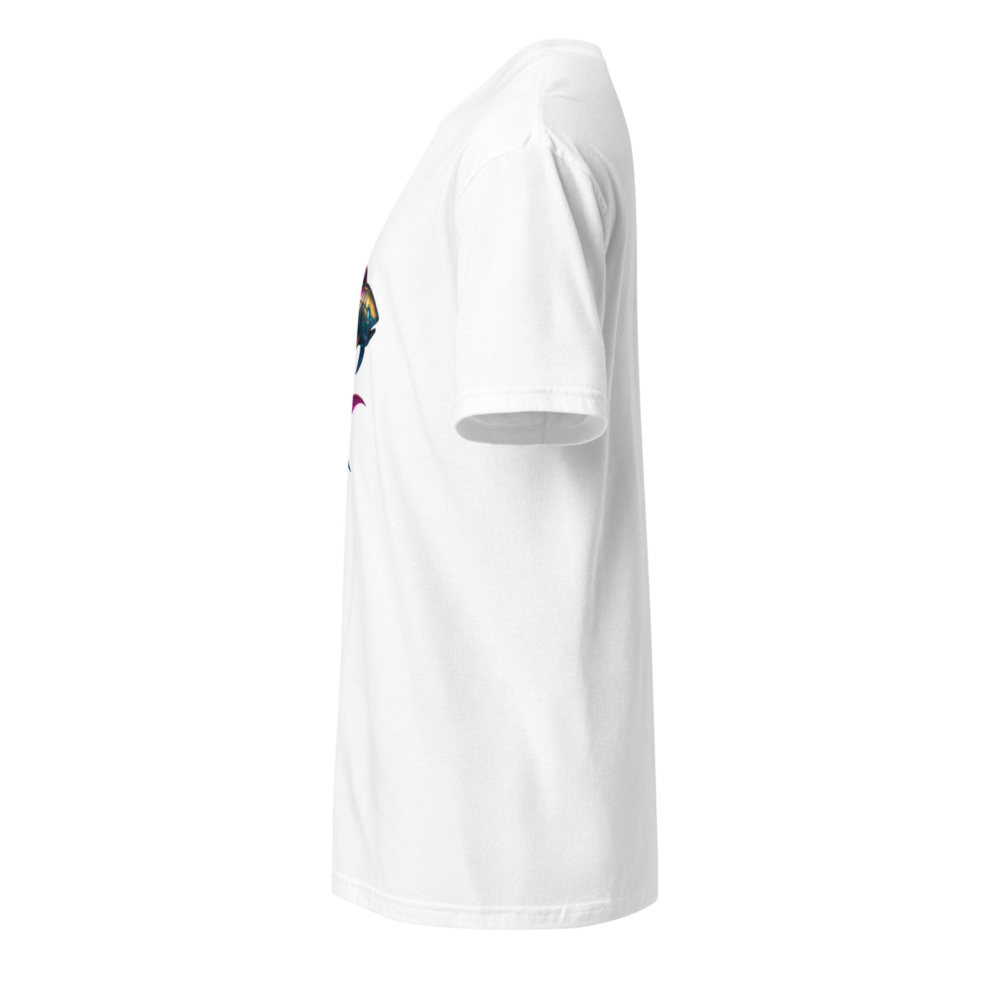 Cyber Koi – Serenity Meets Circuitry - Short-Sleeve Unisex T-Shirt - Graphic Tee - White - Left side