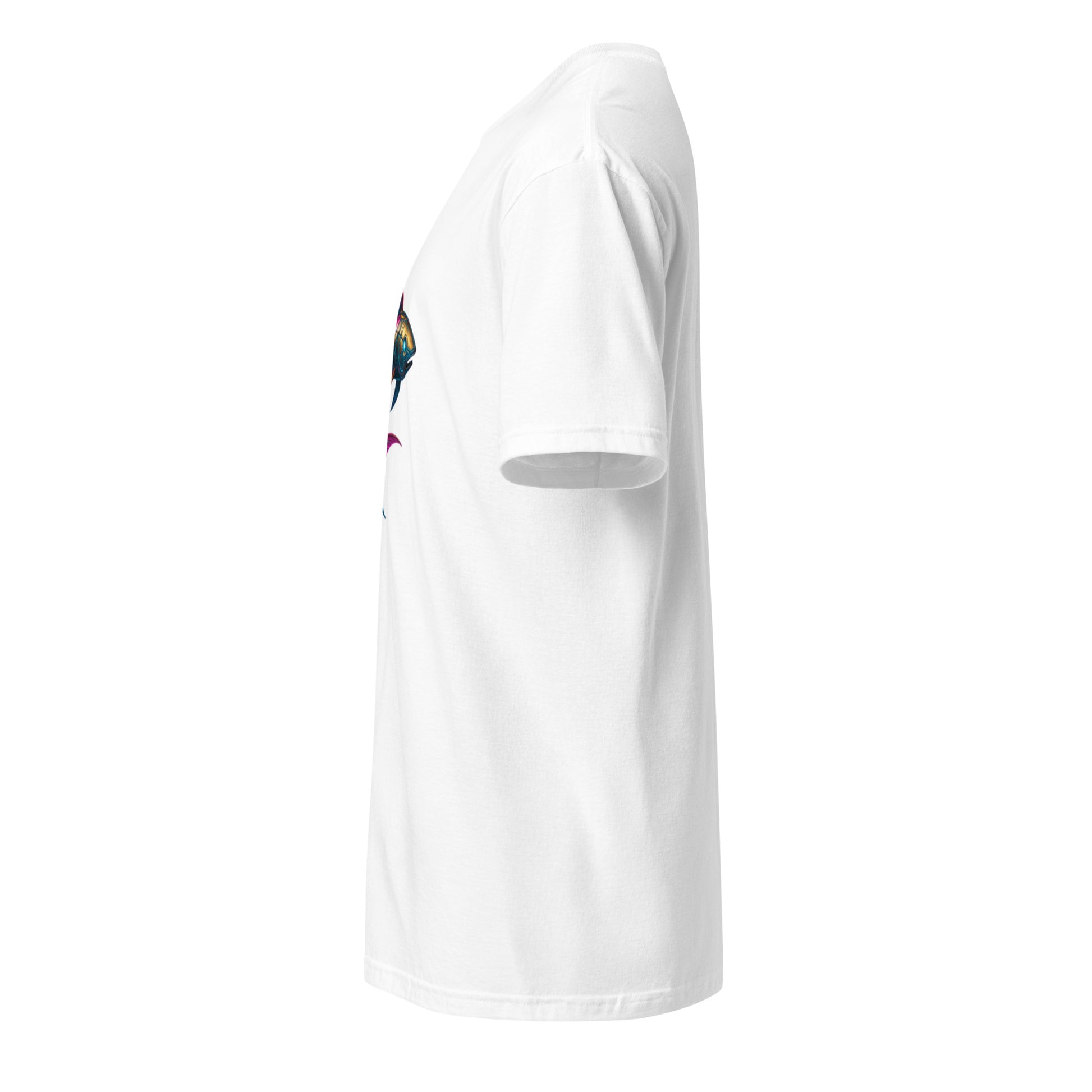 Cyber Koi – Serenity Meets Circuitry - Short-Sleeve Unisex T-Shirt - Graphic Tee - White - Left side