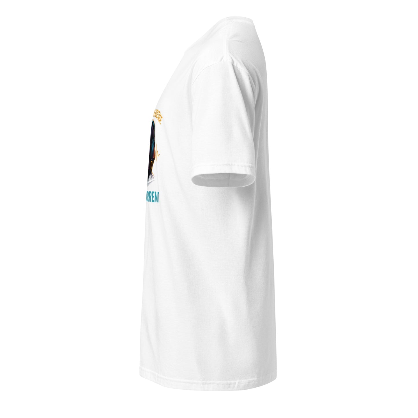 Lo-Fi, High Voltage – Cyberpunk Skull Music - Short-Sleeve Unisex T-Shirt - Graphic Tee - White - Left side