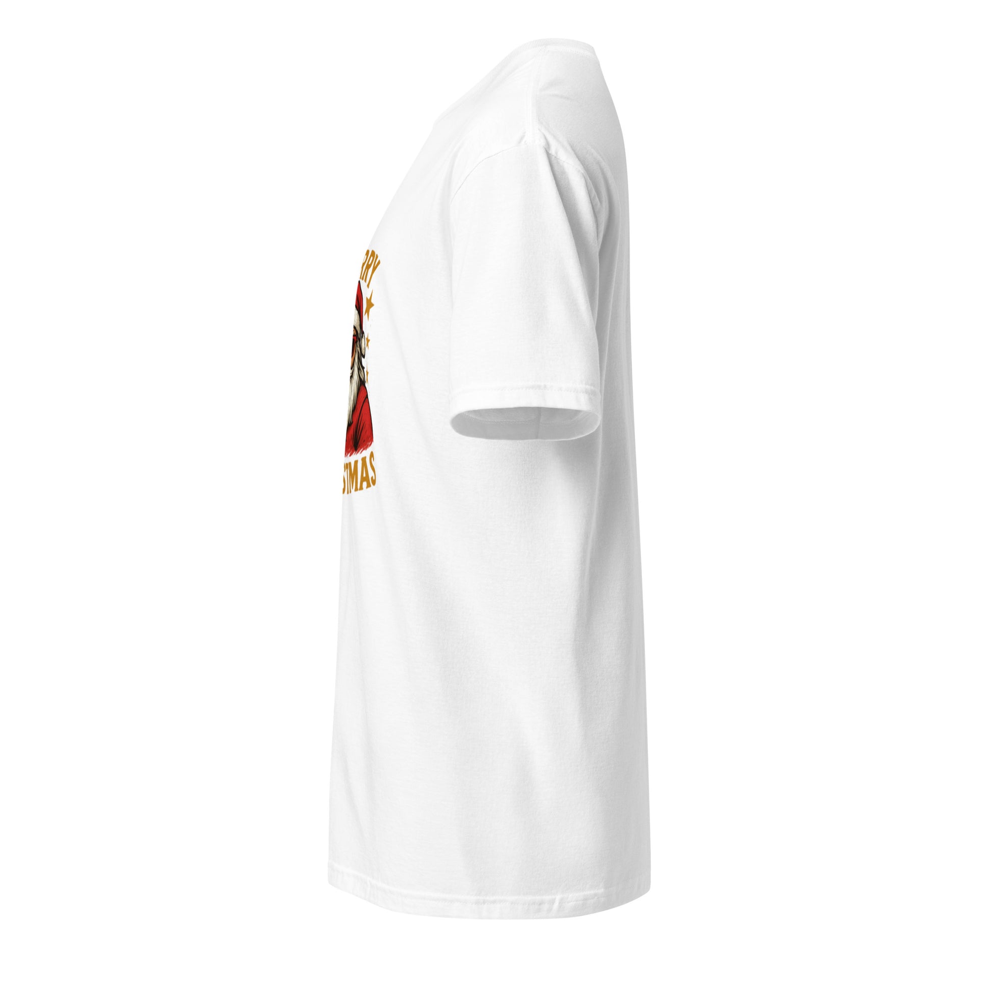Merry Christmas - Rockstar Santa - Short-Sleeve Unisex T-Shirt Graphic Tee - White - Left side