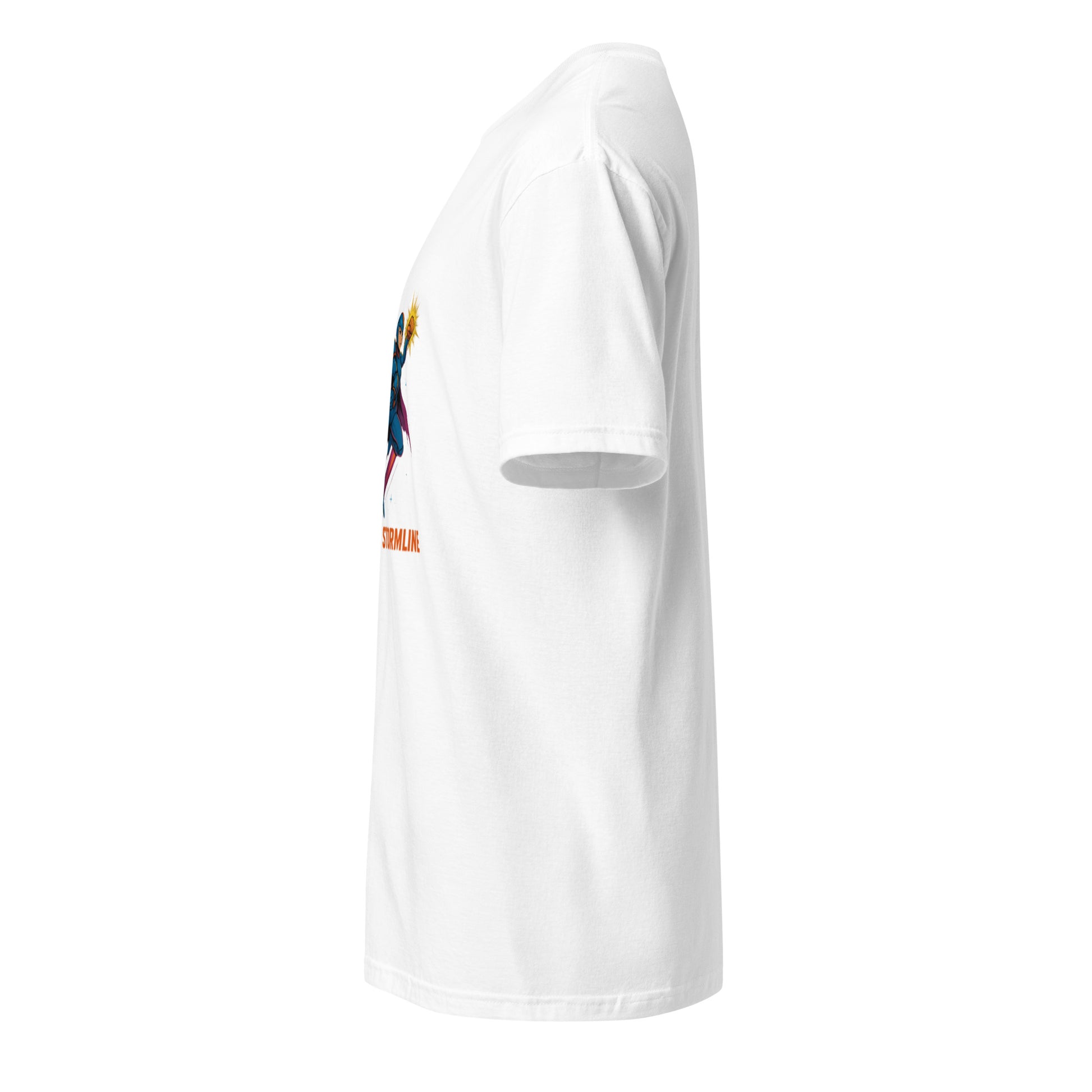 Turbo Nebula Riders – “Ride the Stormline.” - Short-Sleeve Unisex T-Shirt - Graphic Tee - White - Left side