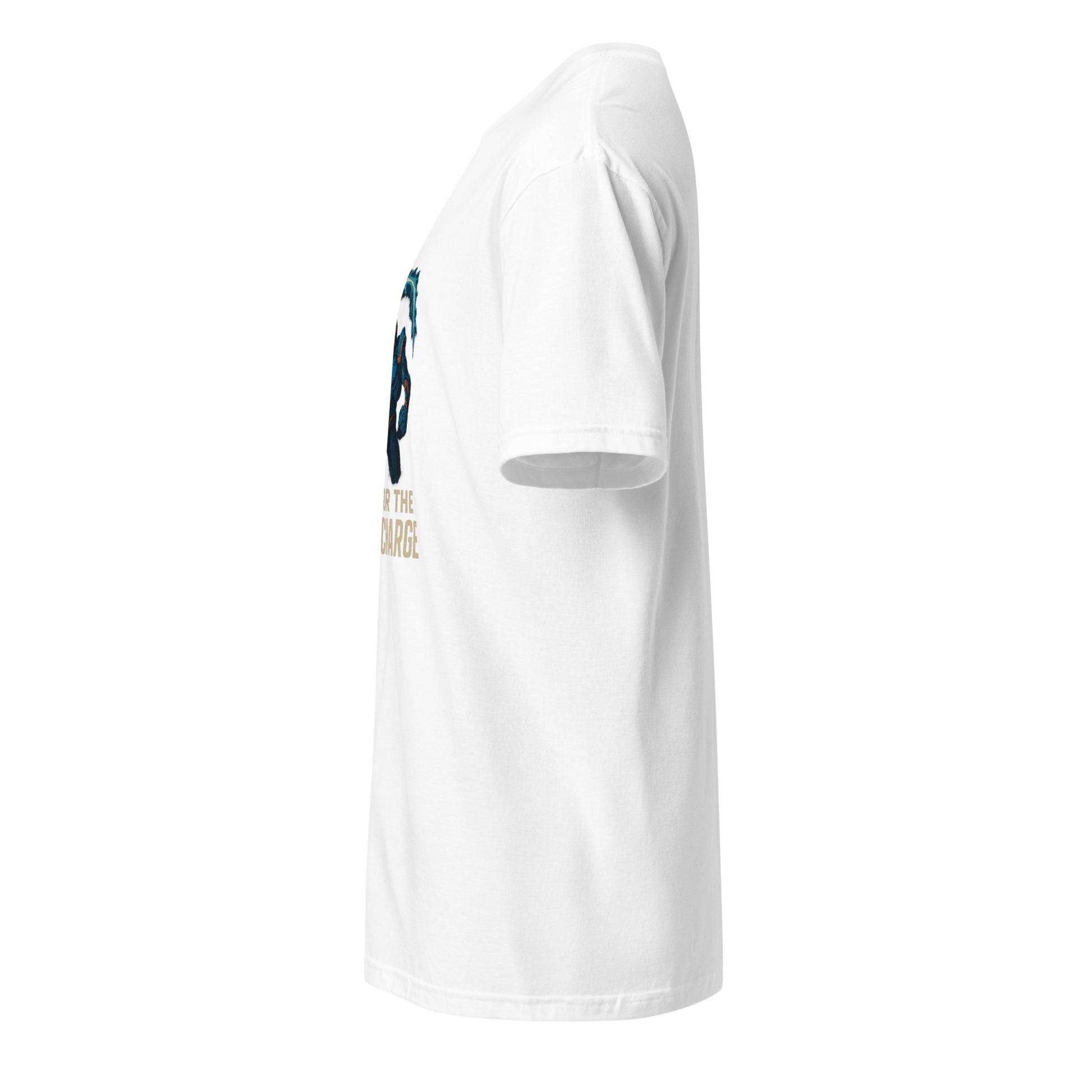 Arcstorm Gladiator – “Fight for the Stormcharge.” - Short-Sleeve Unisex T-Shirt - Graphic Tee - White - Left side