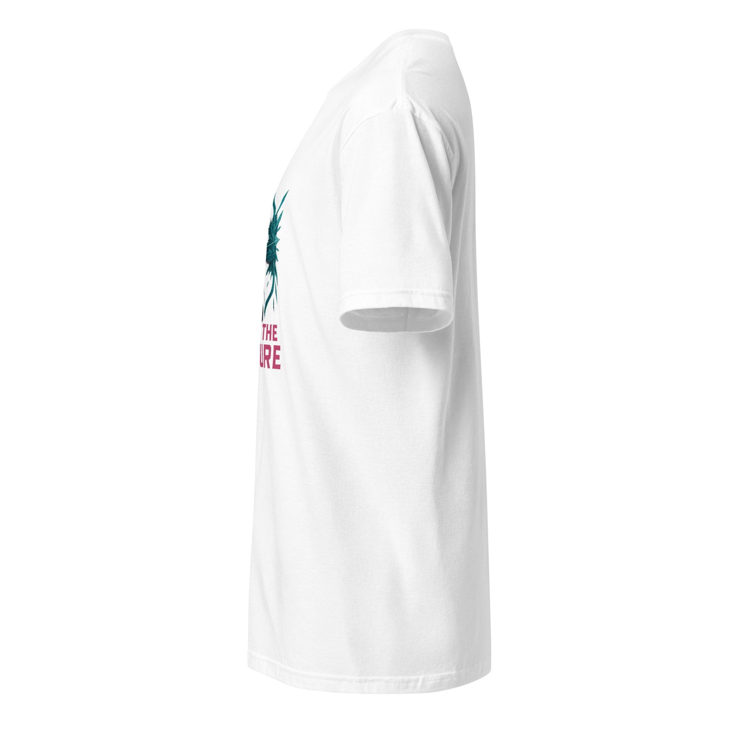 Quantum Prism Huntress – “Split the Future.” - Short-Sleeve Unisex T-Shirt - Graphic Tee - White - Left side