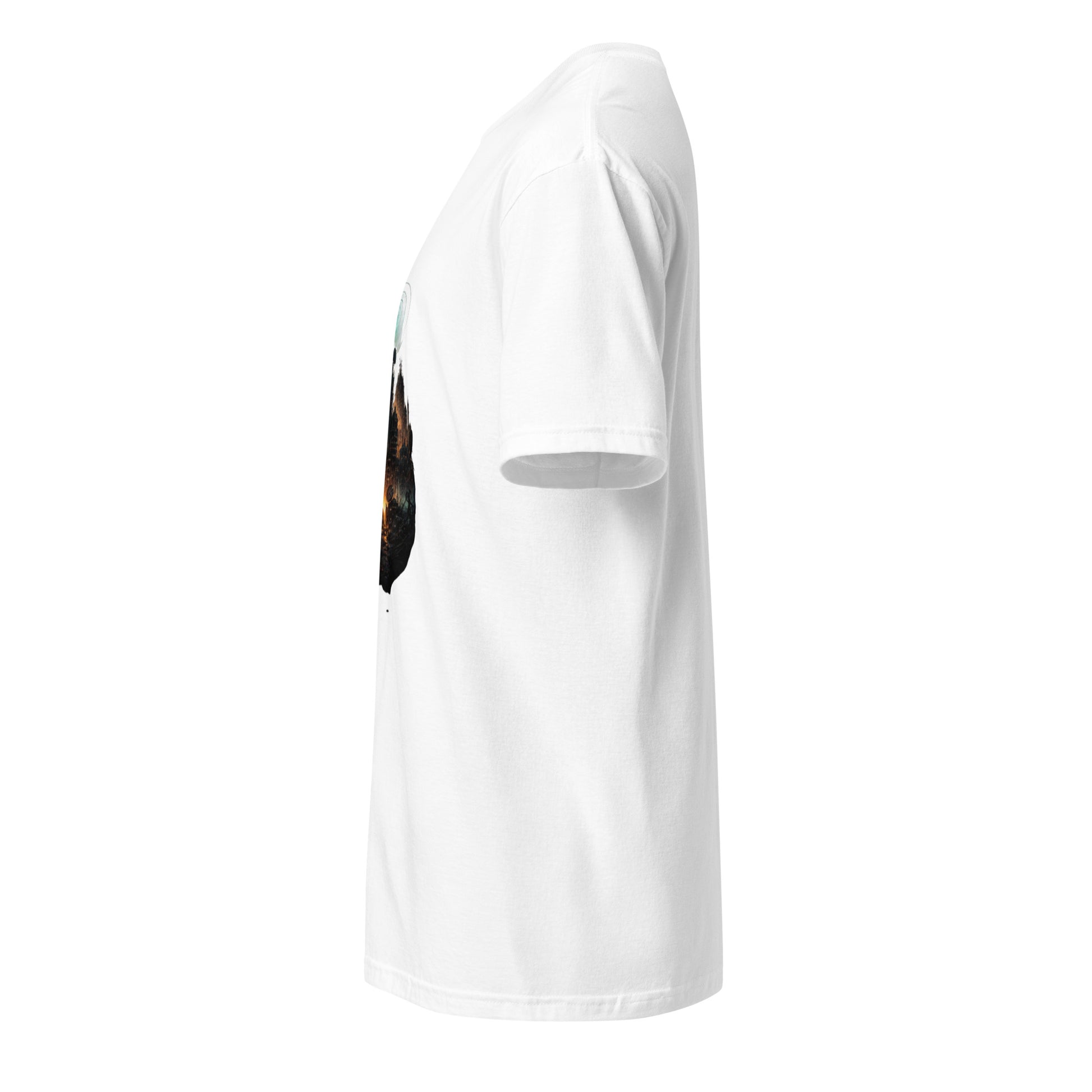 Dead Signal City – Dystopian Cyber Streetwear - Short-Sleeve Unisex T-Shirt - Graphic Tee - White - Left side