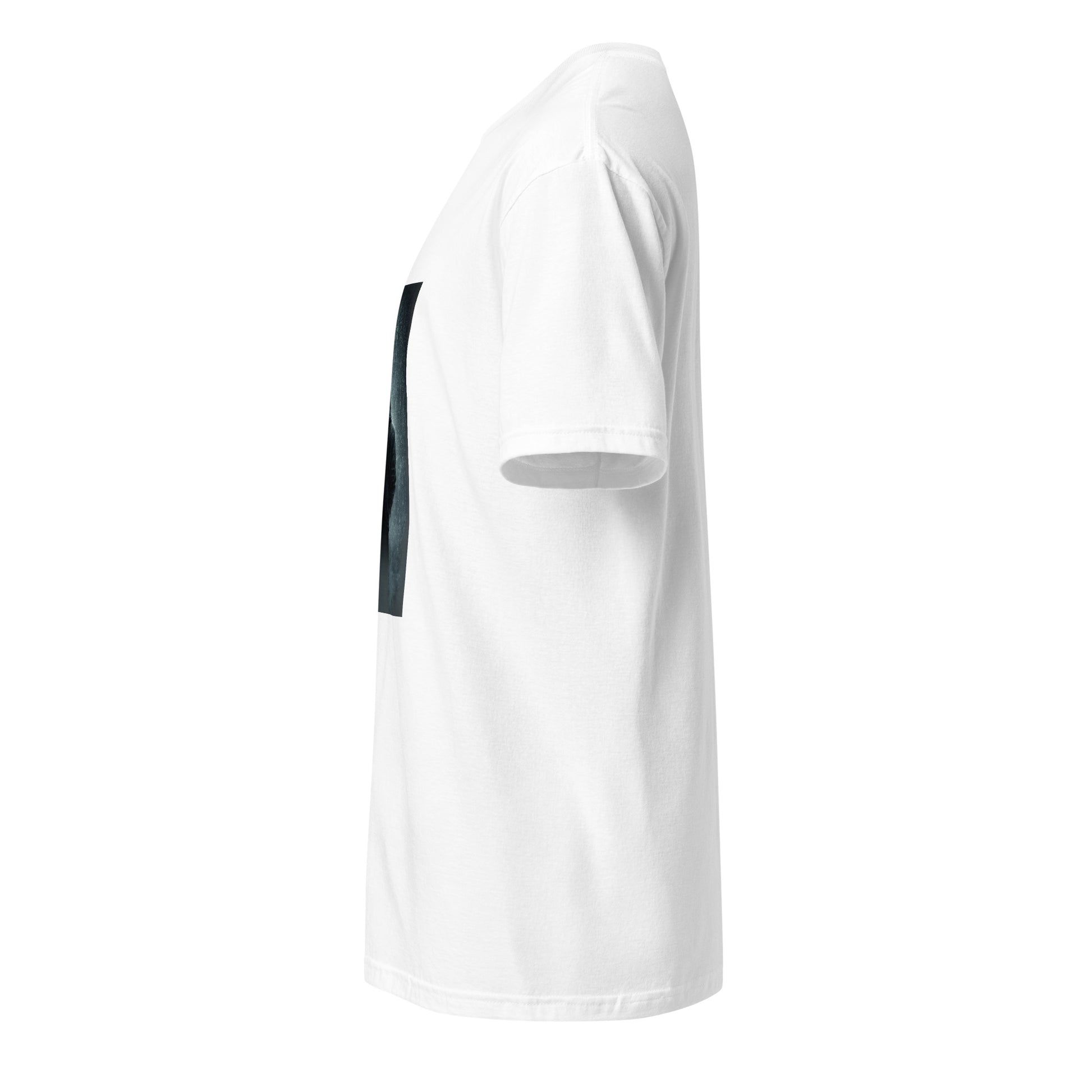 After The Noise – Minimal Cyber Noir - Short-Sleeve Unisex T-Shirt - Graphic Tee - White - Left side