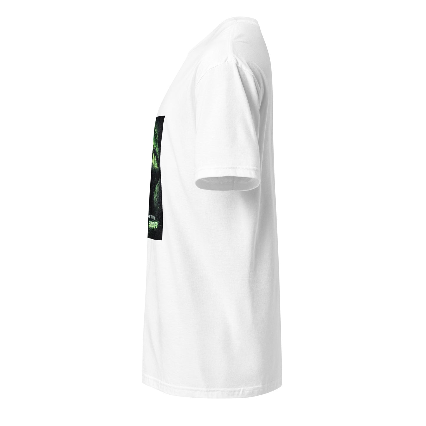 Welcome To The Real Error – Tech Noir  - Short-Sleeve Unisex T-Shirt - Graphic Tee - White - Left side