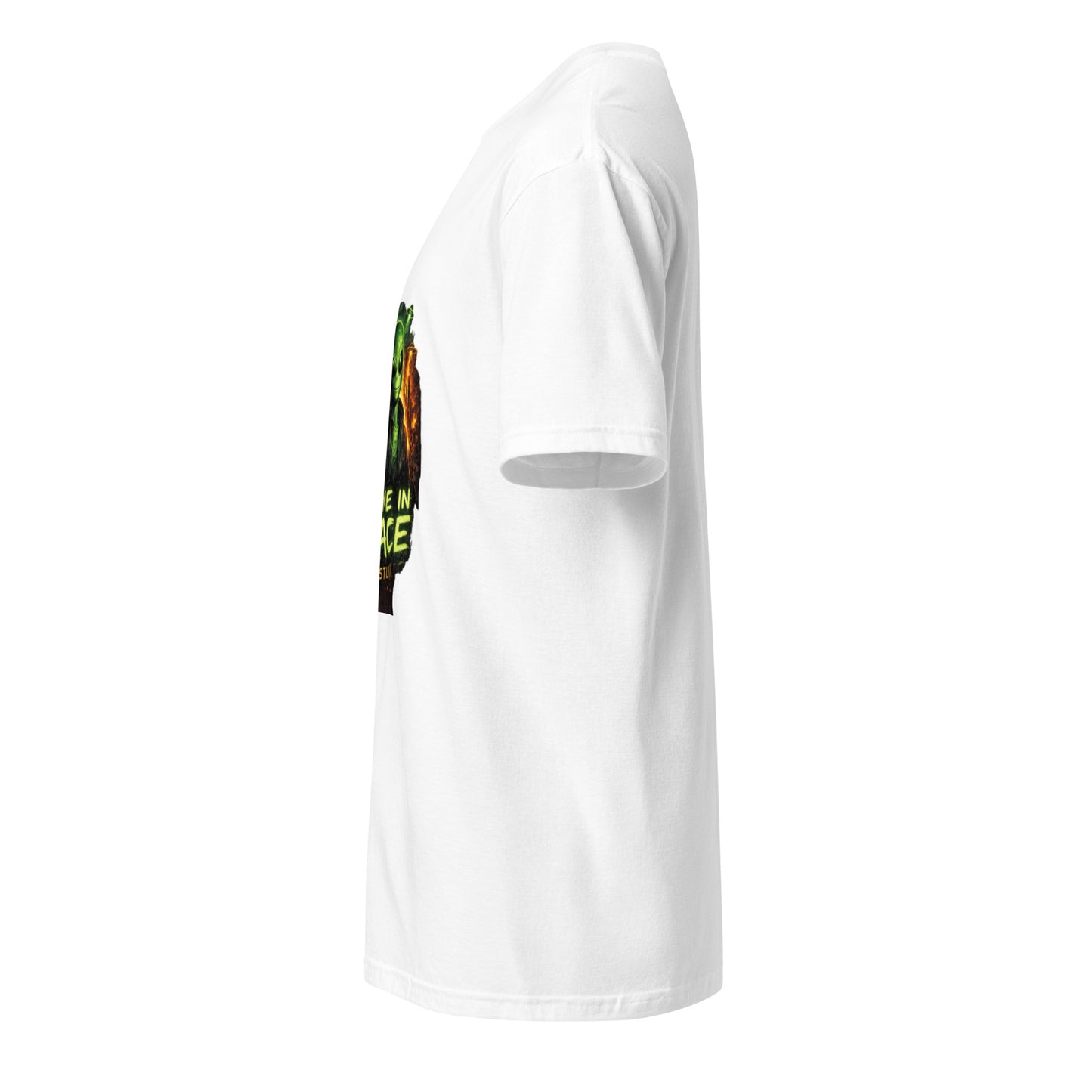 We Came in Peace (Mostly) – Alien Parody Streetwear - Short-Sleeve Unisex T-Shirt - Graphic Tee - White - Left side