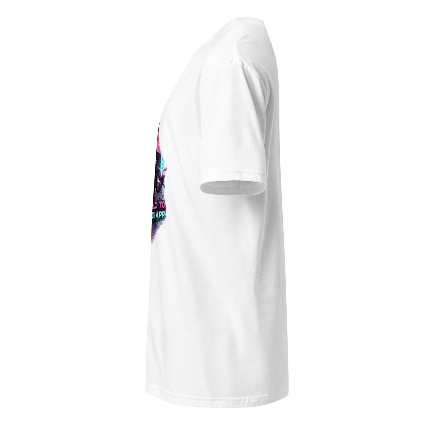 Say Hello to My Little App – Cyber Parody Streetwear - Short-Sleeve Unisex T-Shirt - Graphic Tee - White - Left side