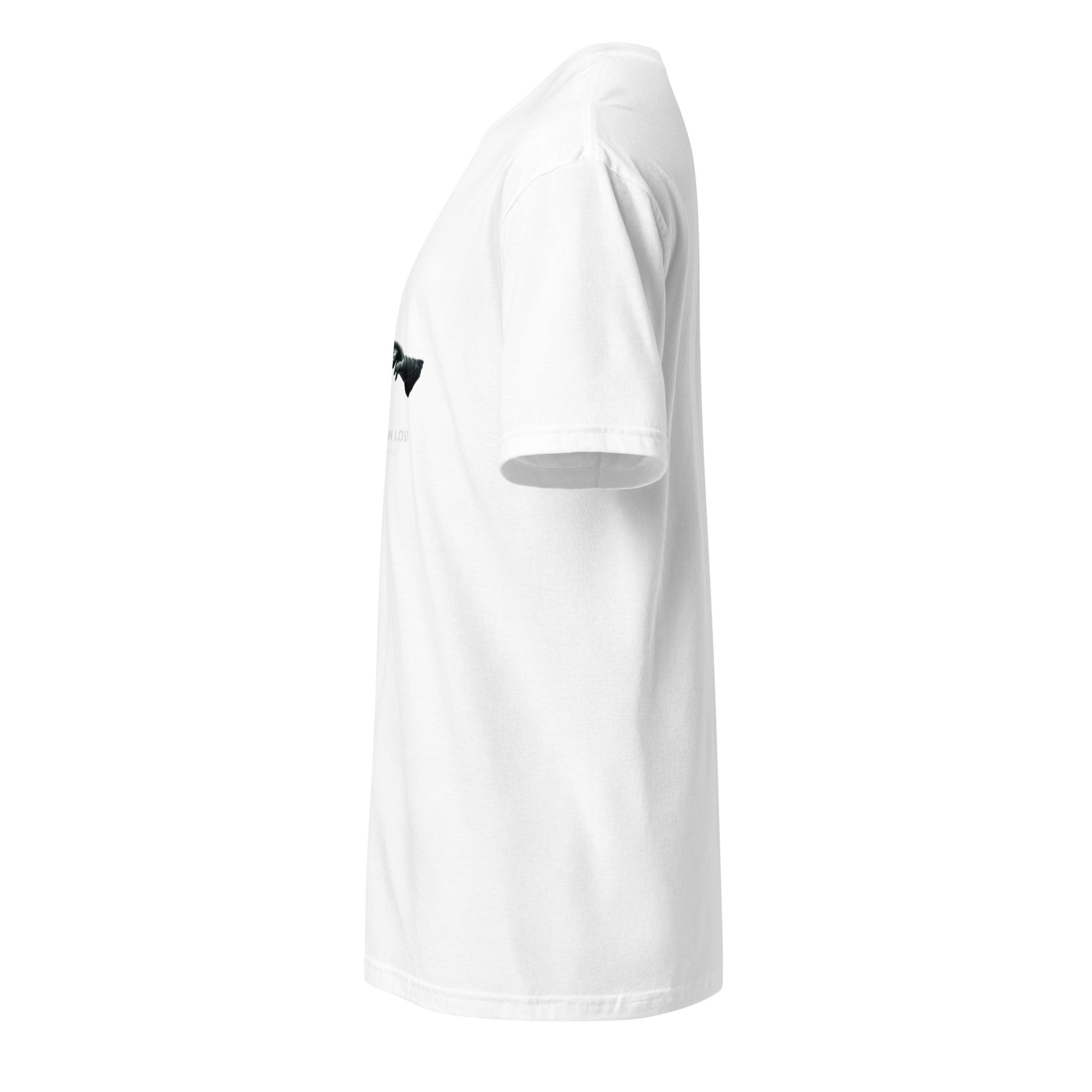 Connection Lost (Try Again IRL) – Minimal Cyber Streetwear - Short-Sleeve Unisex T-Shirt - Graphic Tee - White - Left side