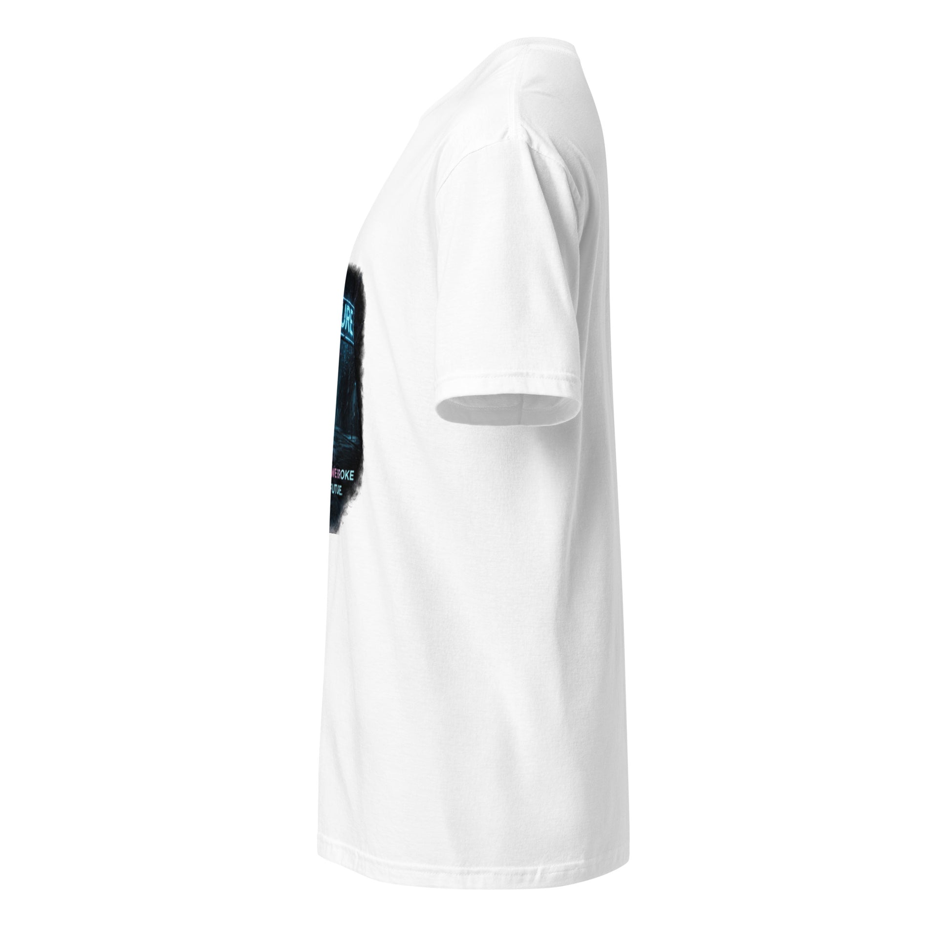 Sorry, We Broke The Future - Cyber Noir - Short-Sleeve Unisex T-Shirt - Graphic Tee - White - Left side