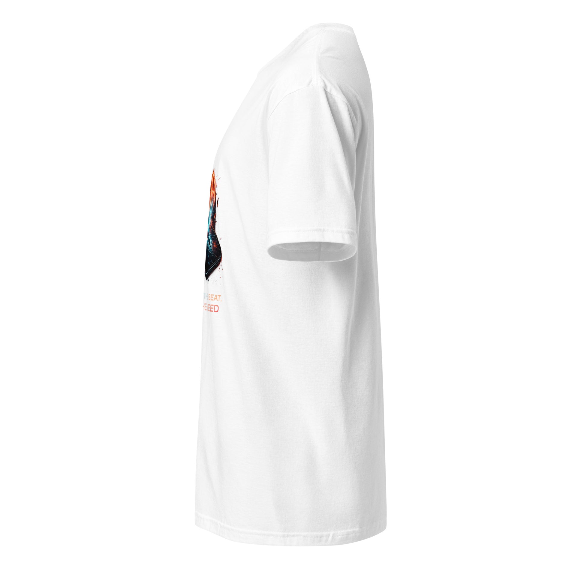 Follow The Beat, Not The Feed – Cyber Rebellion - Short-Sleeve Unisex T-Shirt - Graphic Tee - White - Left side