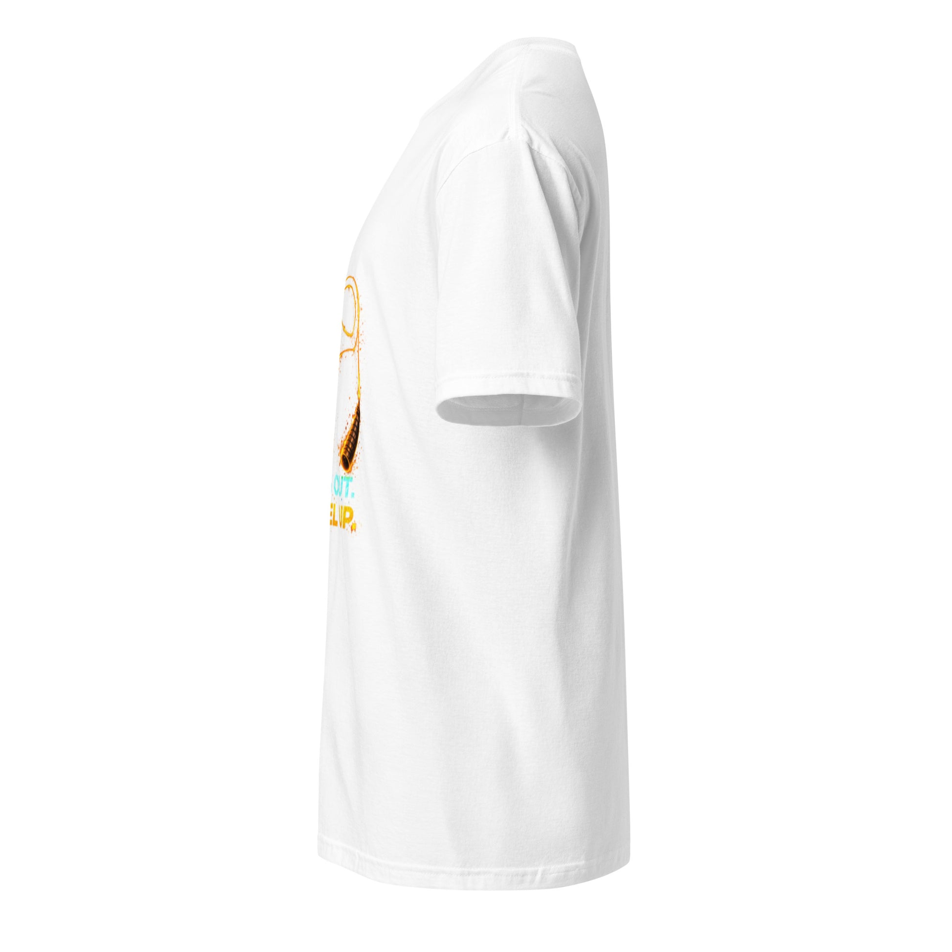 Log Out. Level Up. – Gamer Fitness Motivation - Short-Sleeve Unisex T-Shirt - Graphic Tee - White - Left side