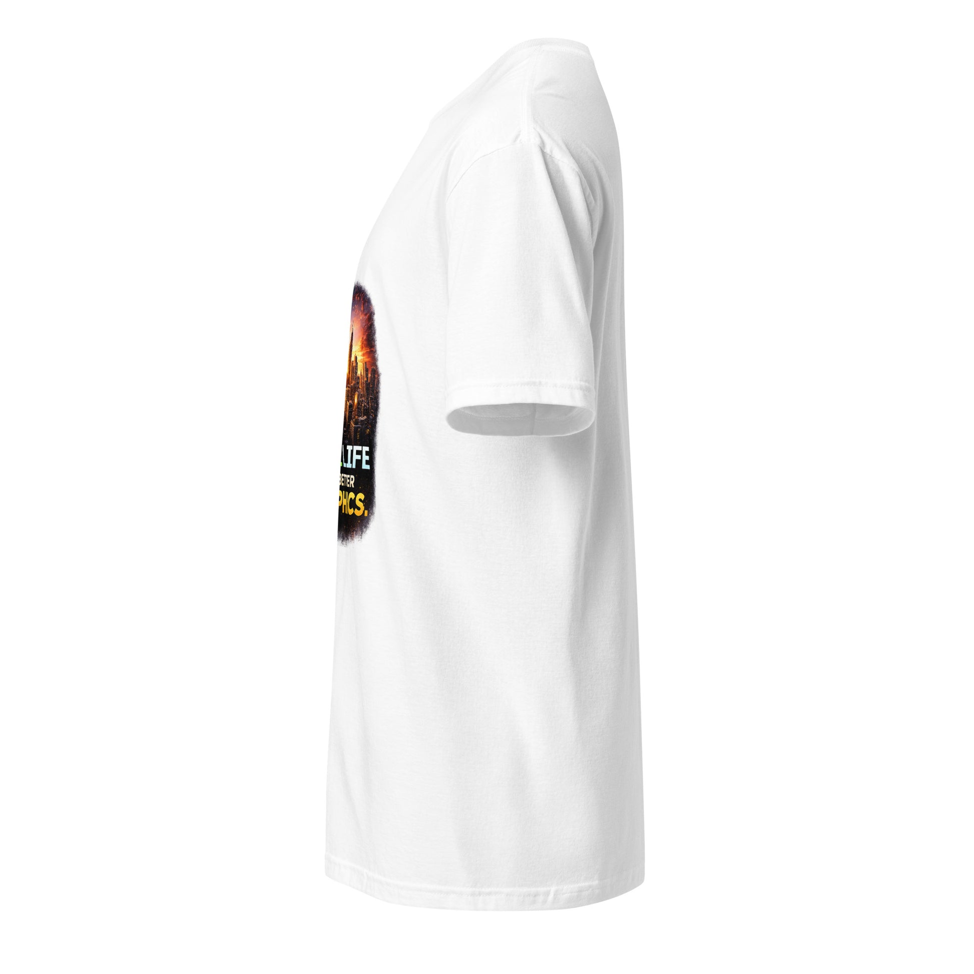 Real Life Has Better Graphics – Gamer Perspective - Short-Sleeve Unisex T-Shirt - Graphic Tee - White - Left side