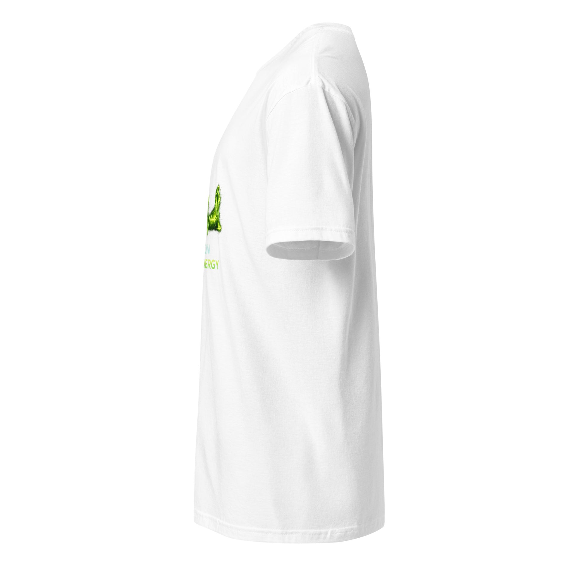 Run On Human Energy – Motivational Fitness - Short-Sleeve Unisex T-Shirt - Graphic Tee - White - Left side