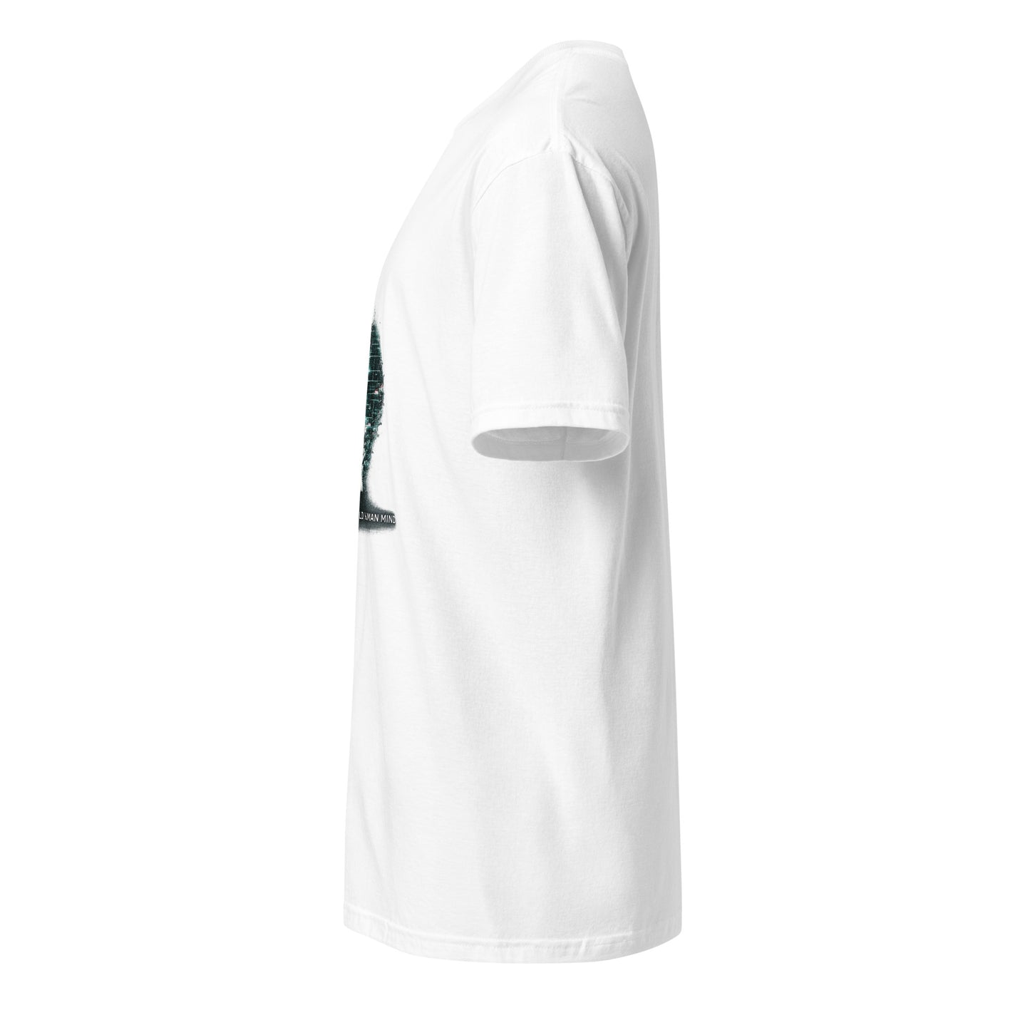 Synthetic World. Human Mind. – Glitch Philosophy - Short-Sleeve Unisex T-Shirt - Graphic Tee - White - Left side