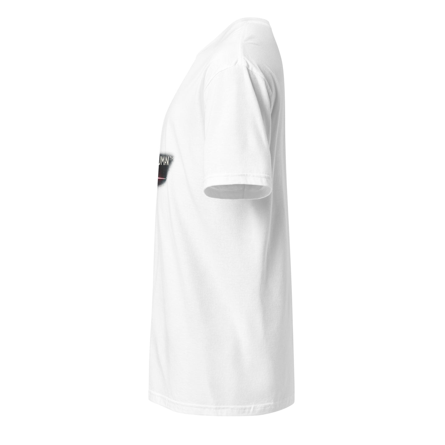 Stay Human™ – Luxury Minimalist Statement - Short-Sleeve Unisex T-Shirt - Graphic Tee - White - Left side