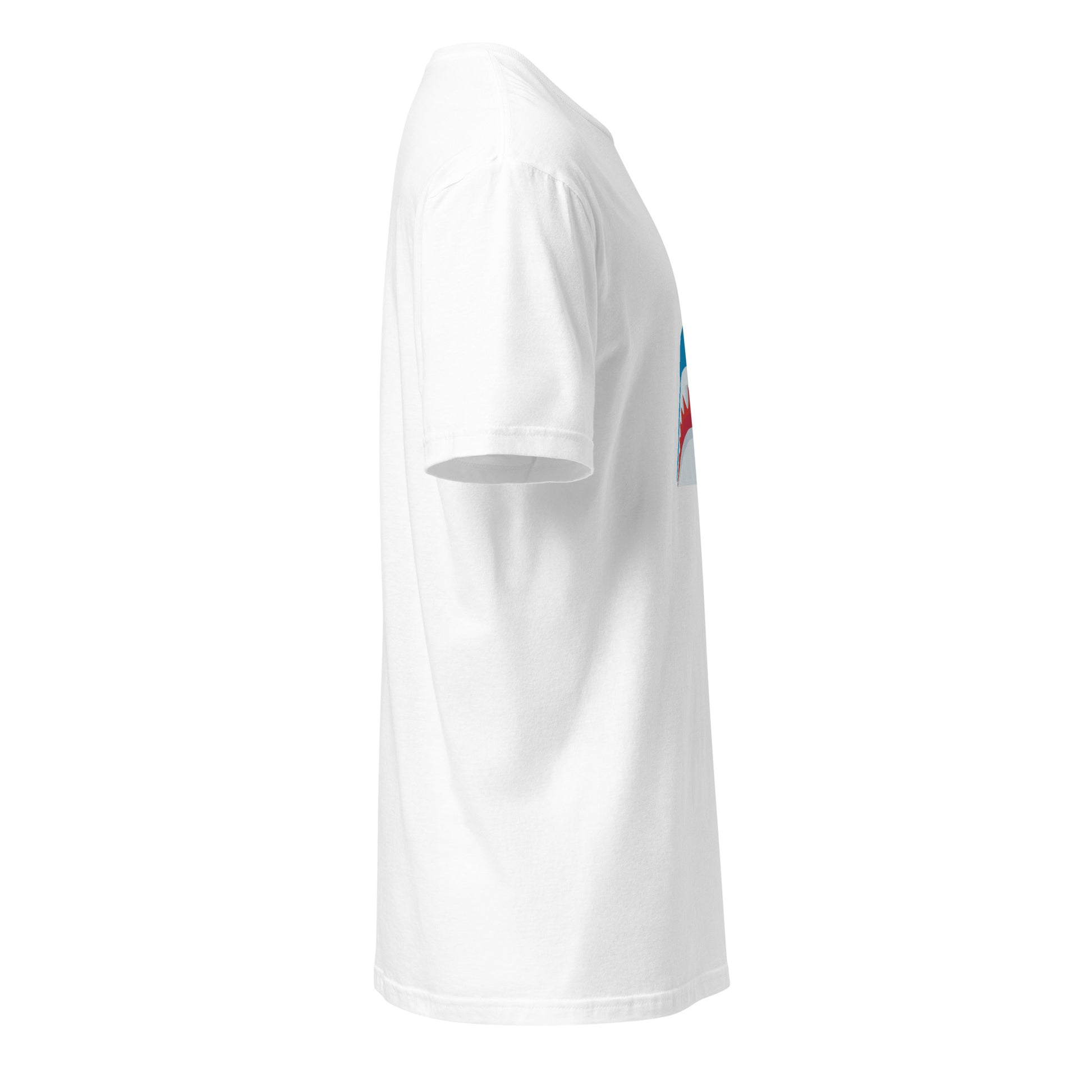 Mr Shark - Cartoon Jaws Pop-Up - Short-Sleeve Unisex T-Shirt - Graphic Tee - White - Right side