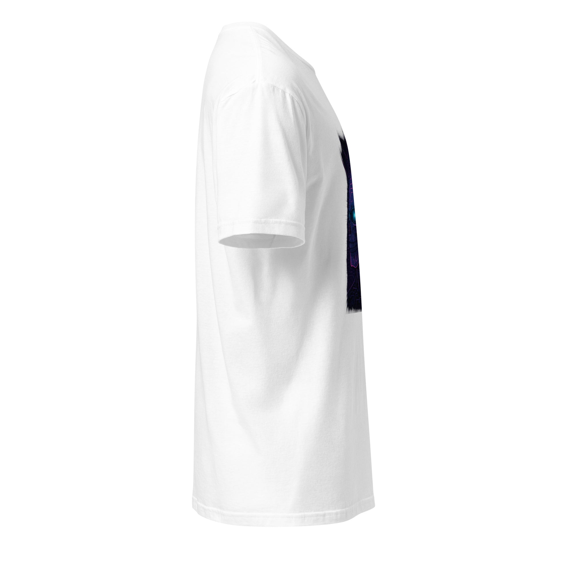 Neural Hacker – Cyber Skull Uprising - Short-Sleeve Unisex T-Shirt - Graphic Tee - White - Right side