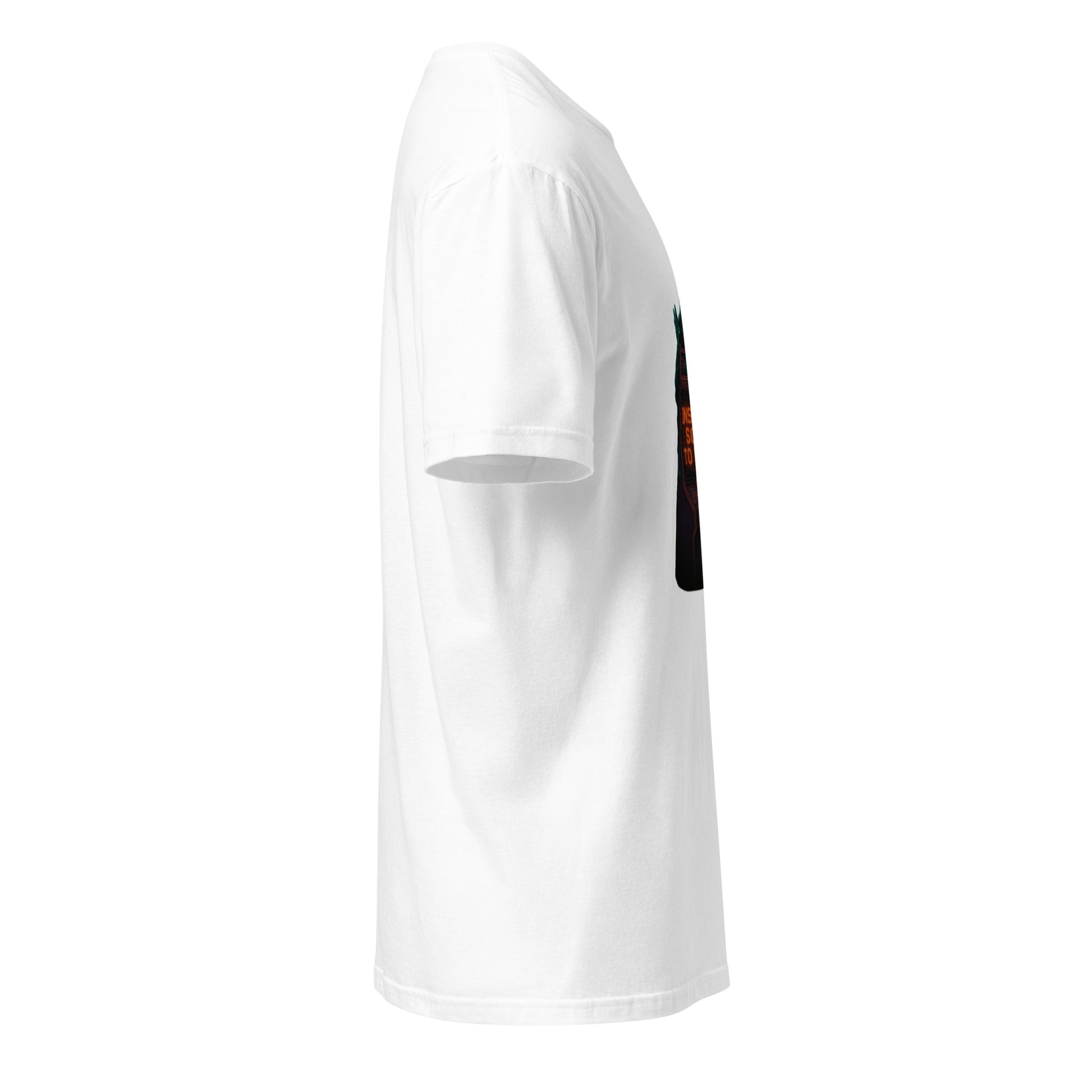 Haunted Neon Arcade Machine – “Insert Soul to Play” Retro Horror - Short-Sleeve Unisex T-Shirt - Graphic Tee - White - Right side