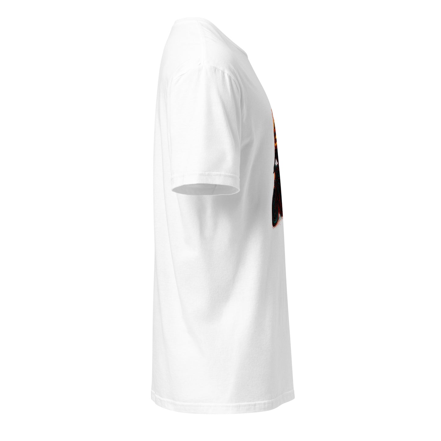 Cyber Pumpkin Rider – Futuristic Neon Halloween - Short-Sleeve Unisex T-Shirt - Graphic Tee - White - Right side