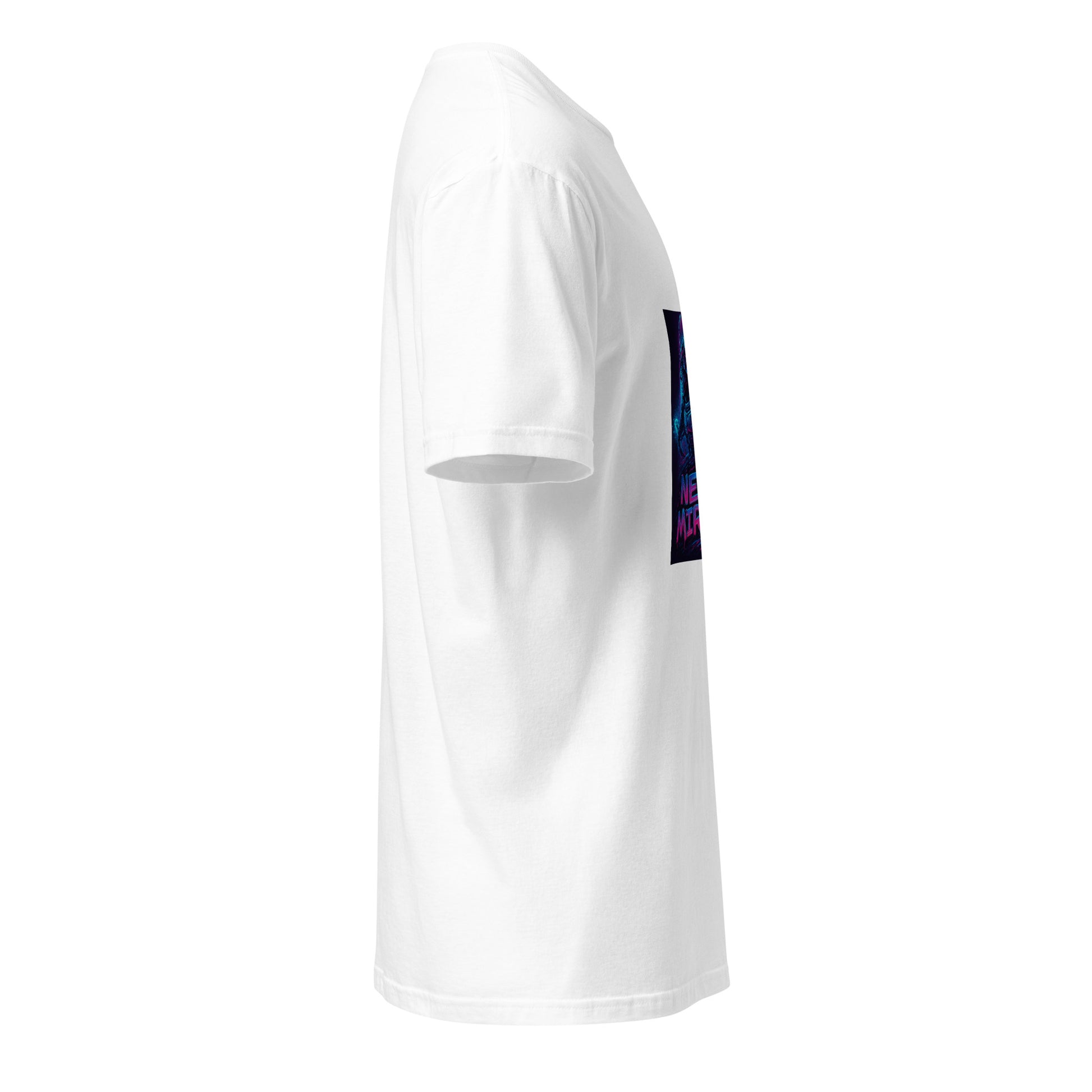 Neon Mirage Samurai - Future Sci-Fi - Short-Sleeve Unisex T-Shirt - Graphic Tee - White - Right side