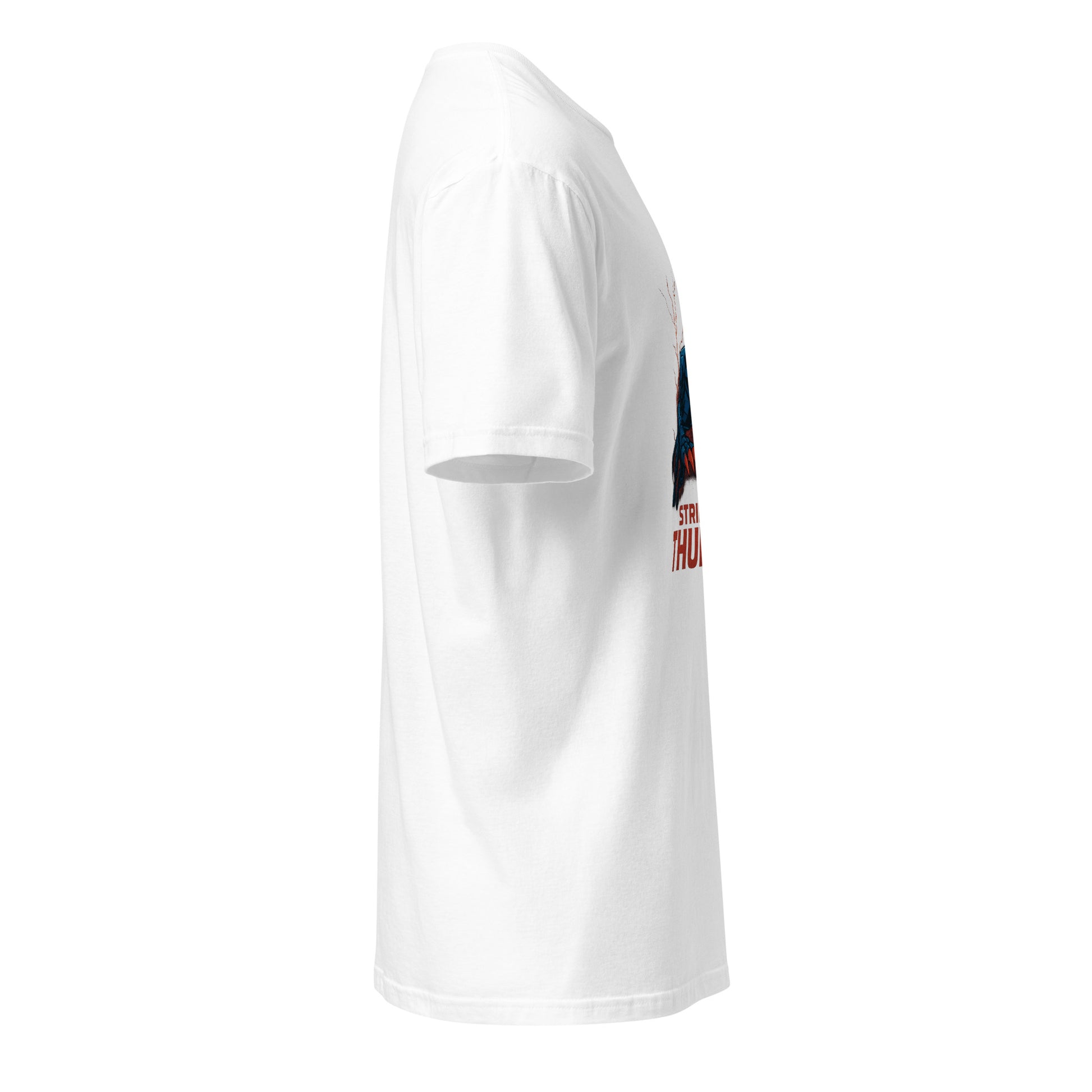 Mech-Panther Storm Unit – “Strike with Thunder.” - Short-Sleeve Unisex T-Shirt - Graphic Tee - White - Right side