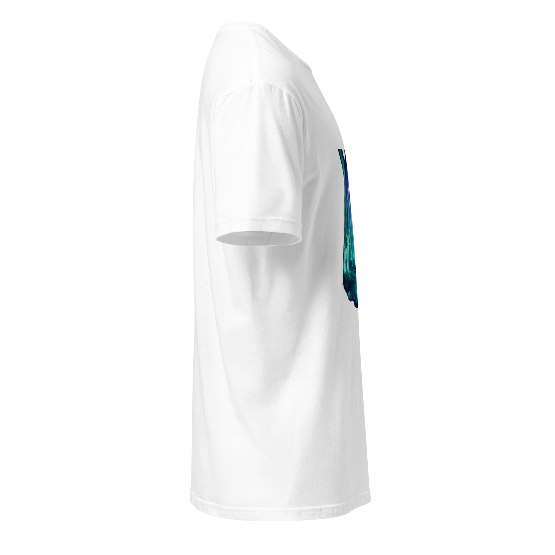 Quantum Forest – Digital Nature Fusion - Short-Sleeve Unisex T-Shirt - Graphic Tee - White - Right side