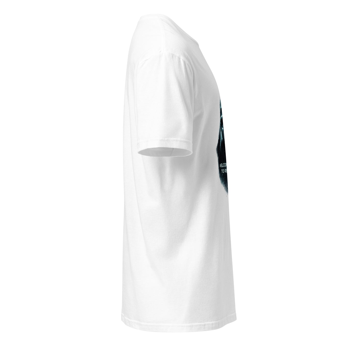 Welcome Back To Reality – Minimal Tech Noir - Short-Sleeve Unisex T-Shirt - Graphic Tee - White - Right side