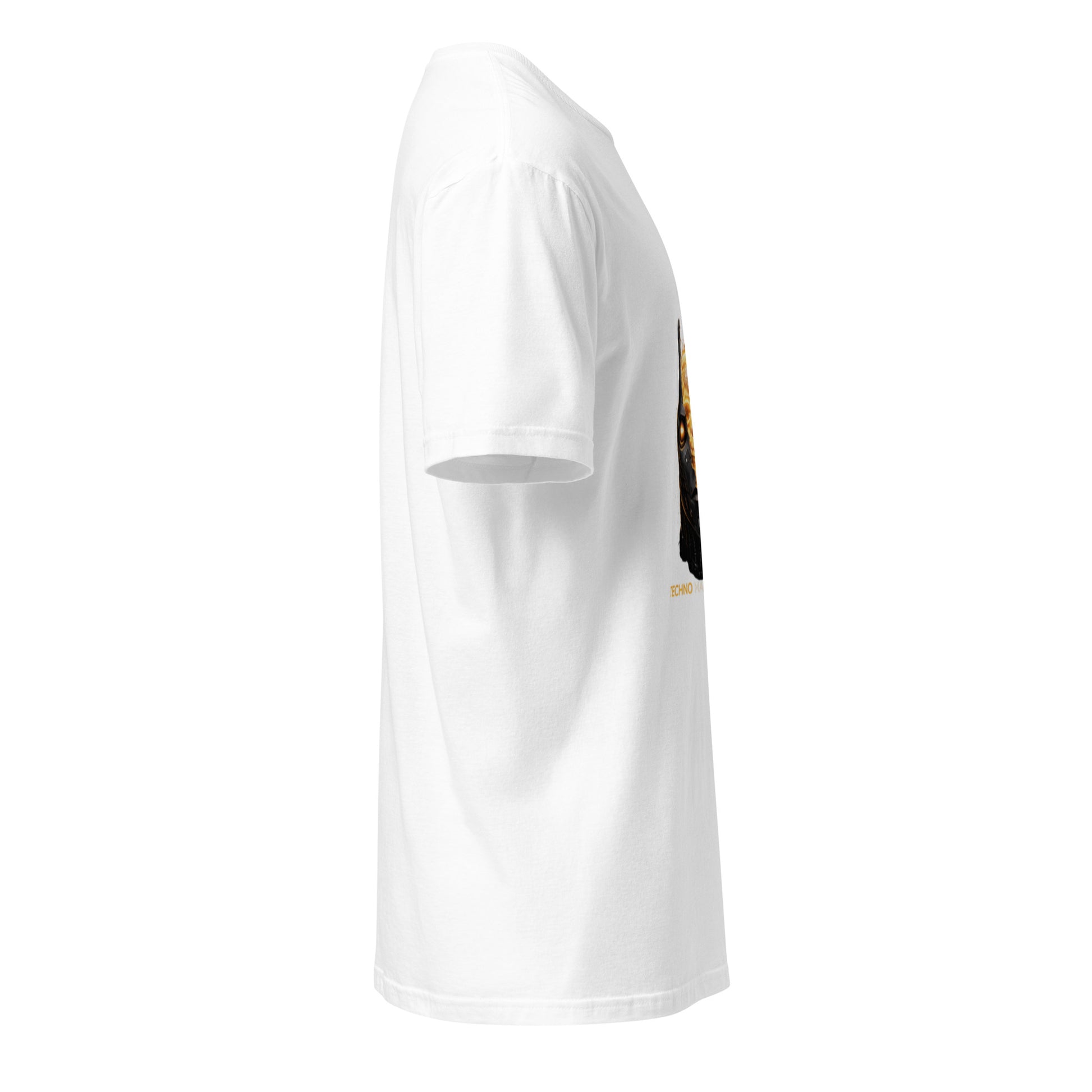 Techno Made Me Human – Dark Cyber Streetwear - Short-Sleeve Unisex T-Shirt - Graphic Tee - White - Right side