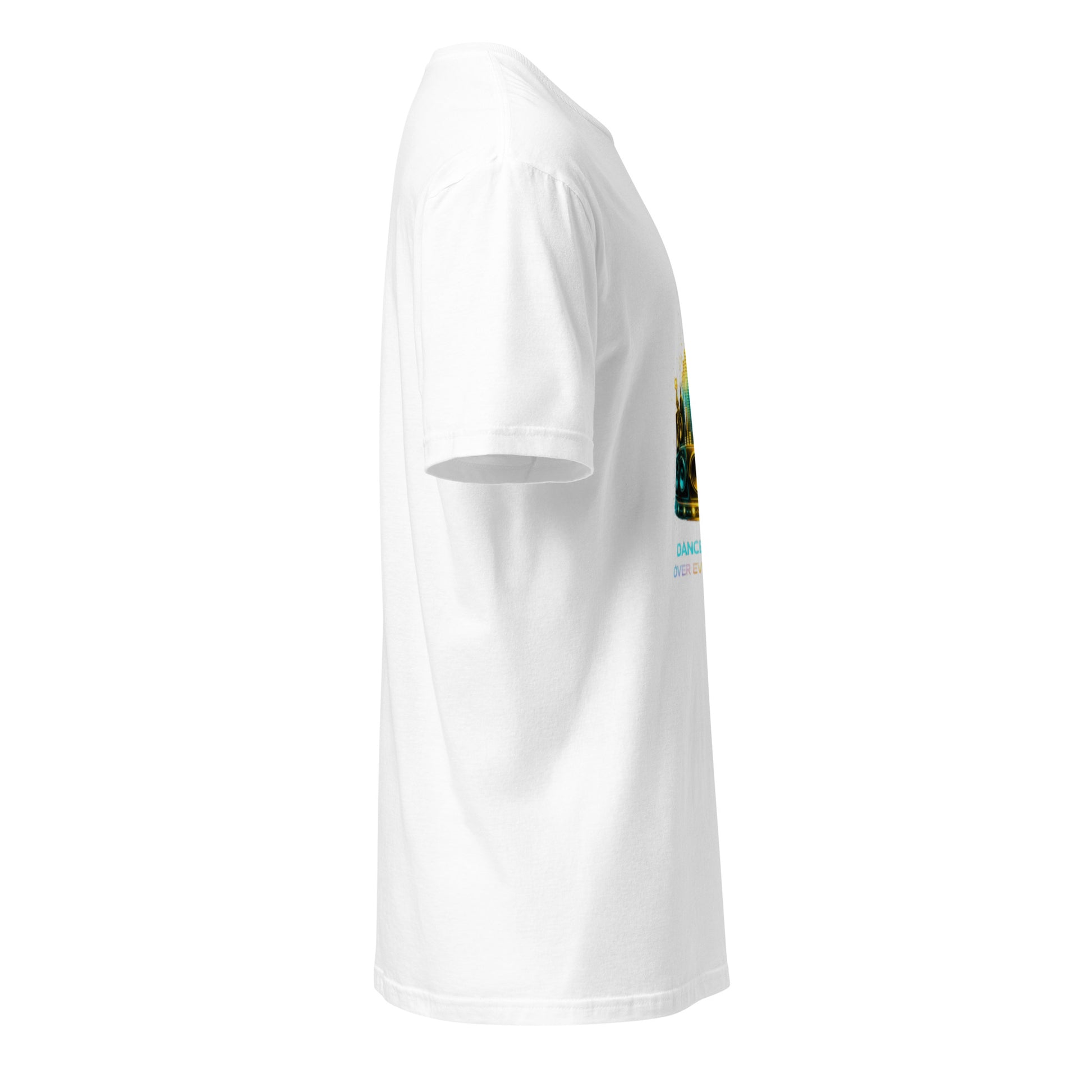 Dancefloor Over Everything – Cyber Rave - Short-Sleeve Unisex T-Shirt - Graphic Tee - White - Right side