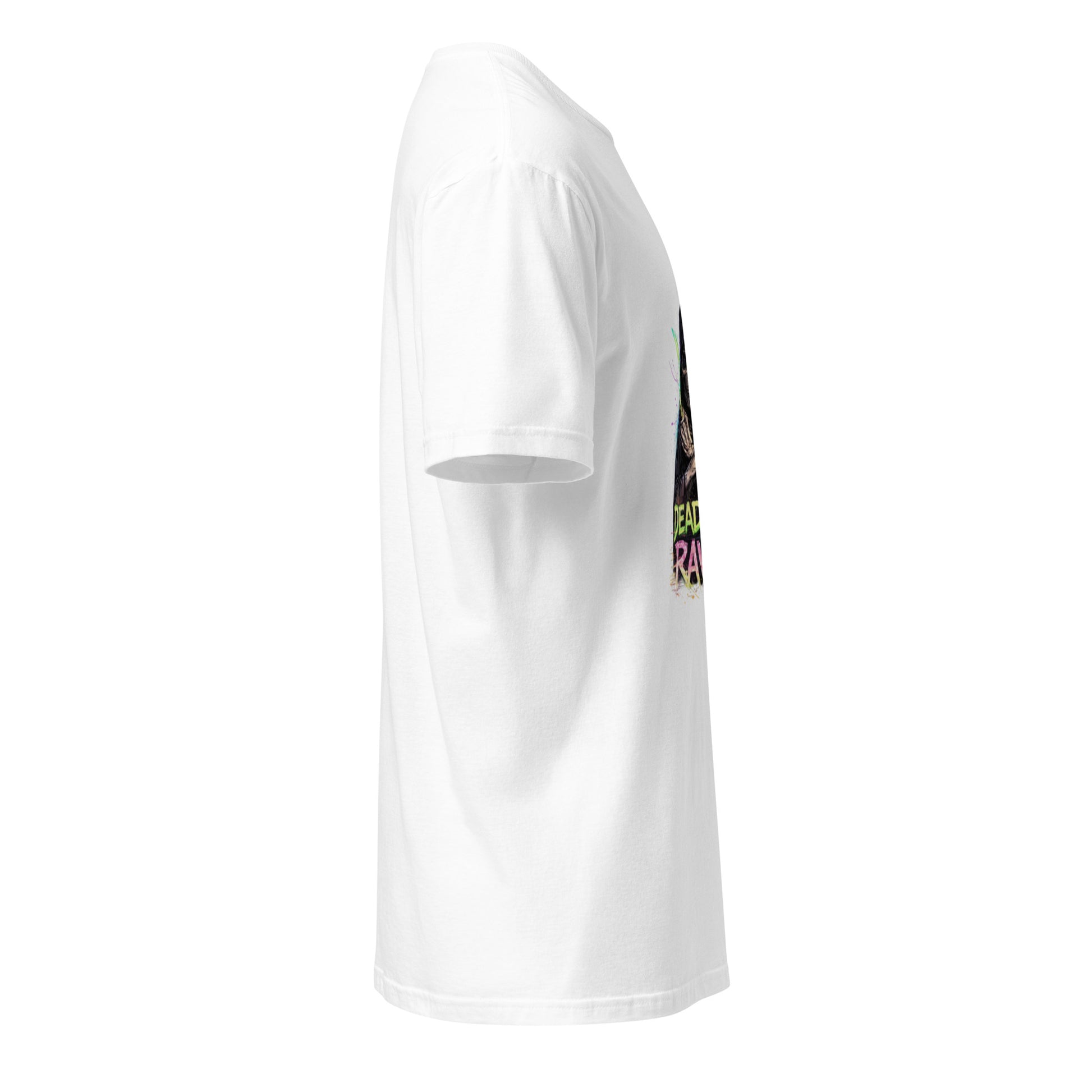 Dead End Raver – Neon Skull Rave - Short-Sleeve Unisex T-Shirt- Graphic Tee - White - Right side