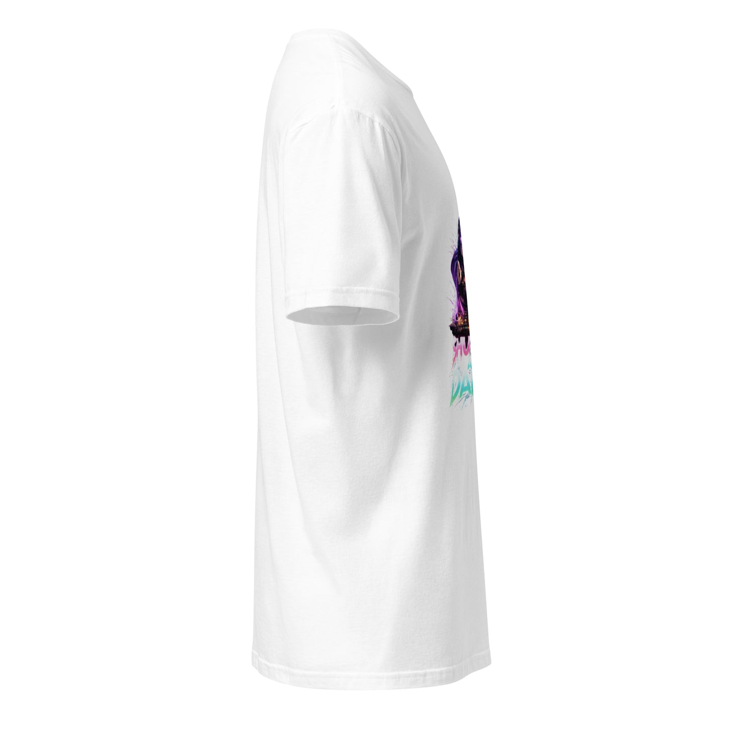 Shut Up And Dance – Cyber Rave DJ - Short-Sleeve Unisex T-Shirt - Graphic Tee - White - Right side