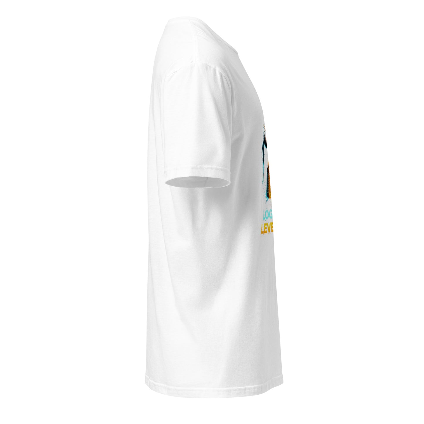Log Out. Level Up. – Gamer Fitness Motivation - Short-Sleeve Unisex T-Shirt - Graphic Tee - White - Right side