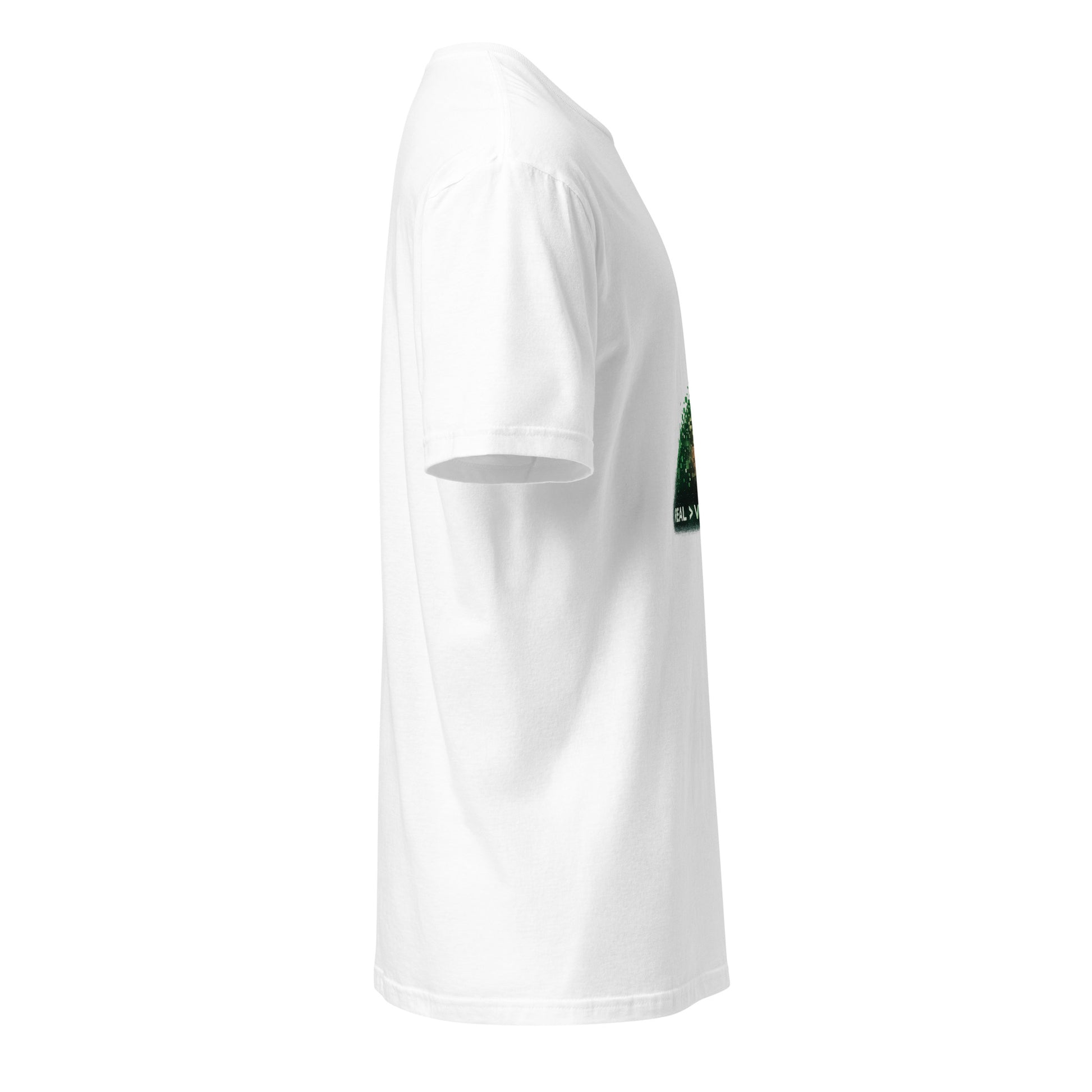 Real > Virtual – Gamer Lifestyle - Short-Sleeve Unisex T-Shirt - Graphic Tee - White - Right side