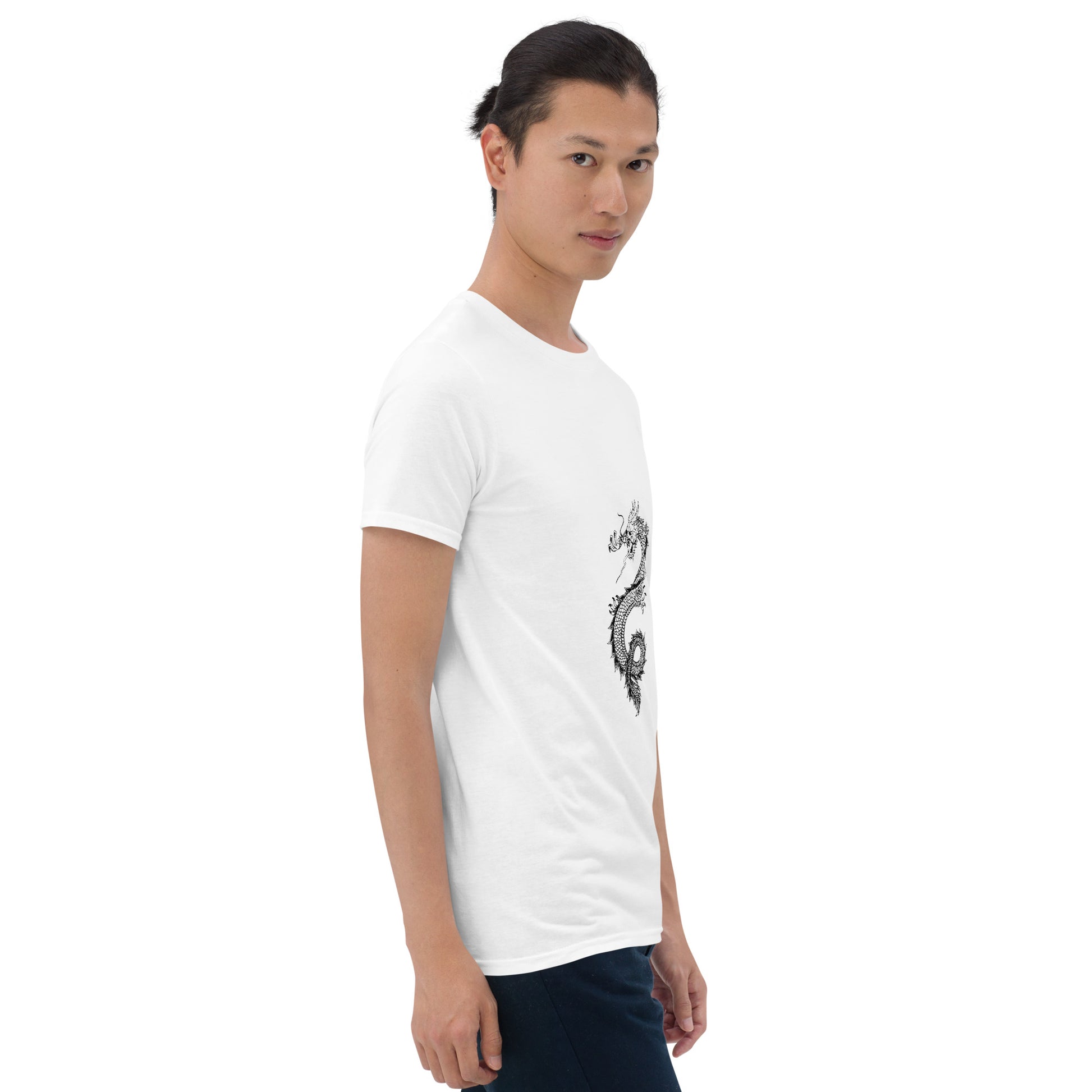 Chinese Dragon - Minimalist Design Artwork - Short-Sleeve Unisex T-Shirt - Graphic Tee - White - Right front