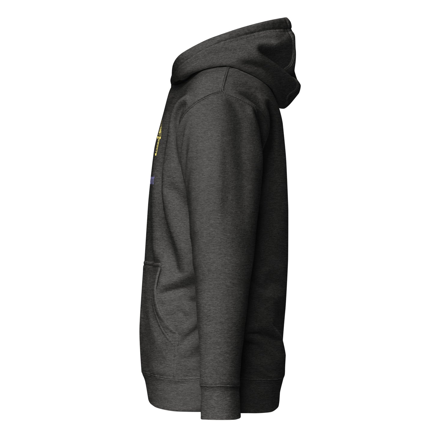 Up Front - Bold Humour - Unisex Hoodie - Charcoal Heather - Left side