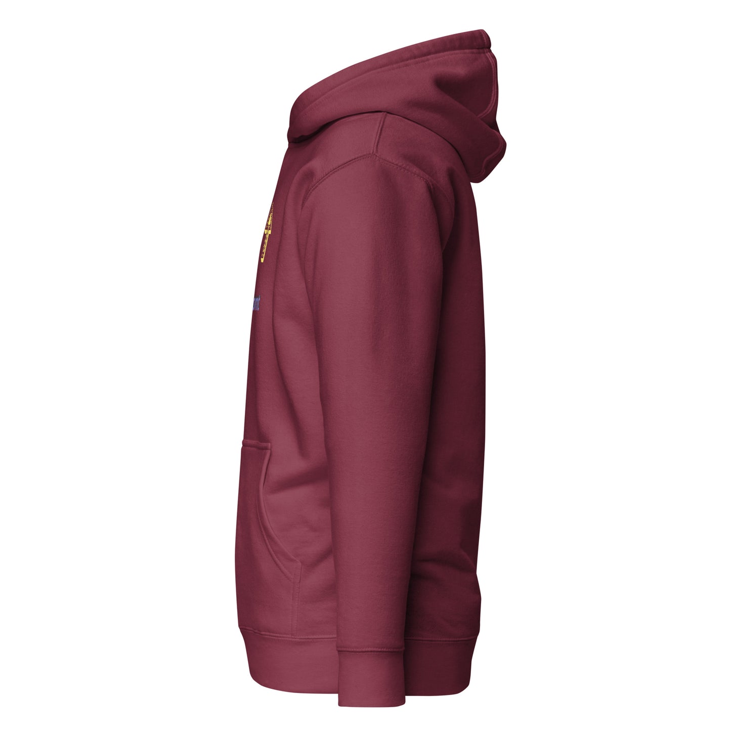 Up Front - Bold Humour - Unisex Hoodie - Maroon - Left side