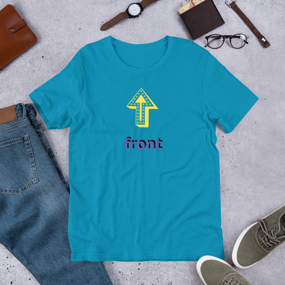Up Front - Bold Humour - Short-Sleeve Unisex T-Shirt - Graphic Tee - Aqua - Front