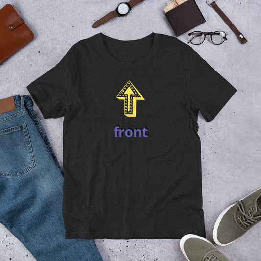 Up Front - Bold Humour - Short-Sleeve Unisex T-Shirt - Graphic Tee - Black Heather - Front