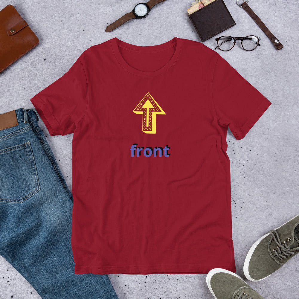 Up Front - Bold Humour - Short-Sleeve Unisex T-Shirt - Graphic Tee - Cardinal - Front